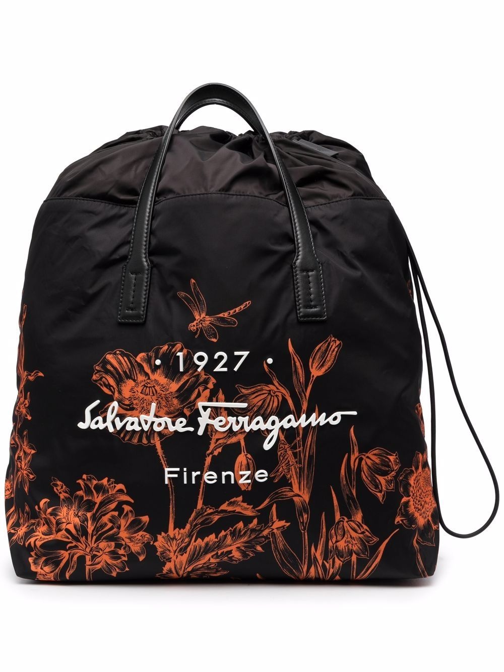 logo-print floral backpack - 1