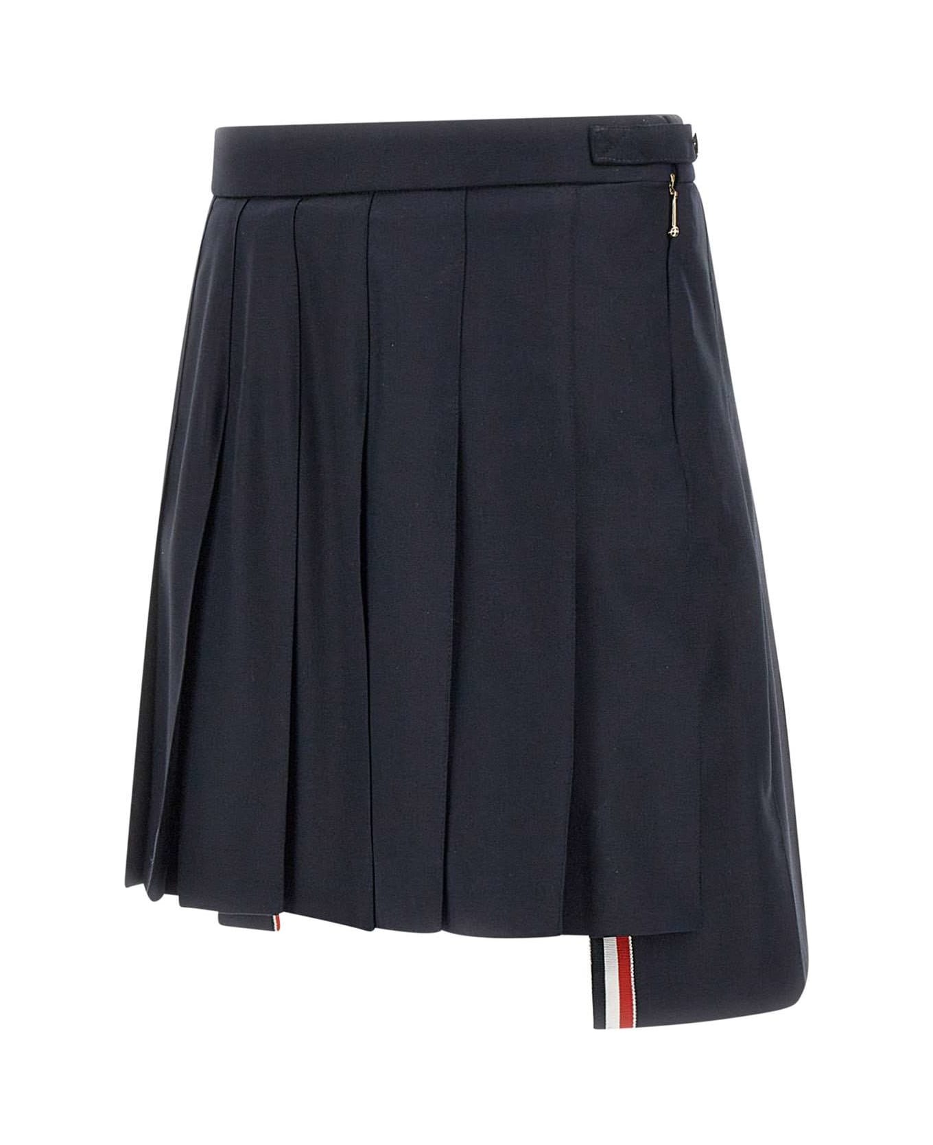 'mini Dropped Back Pleated' Wool Skirt - 2