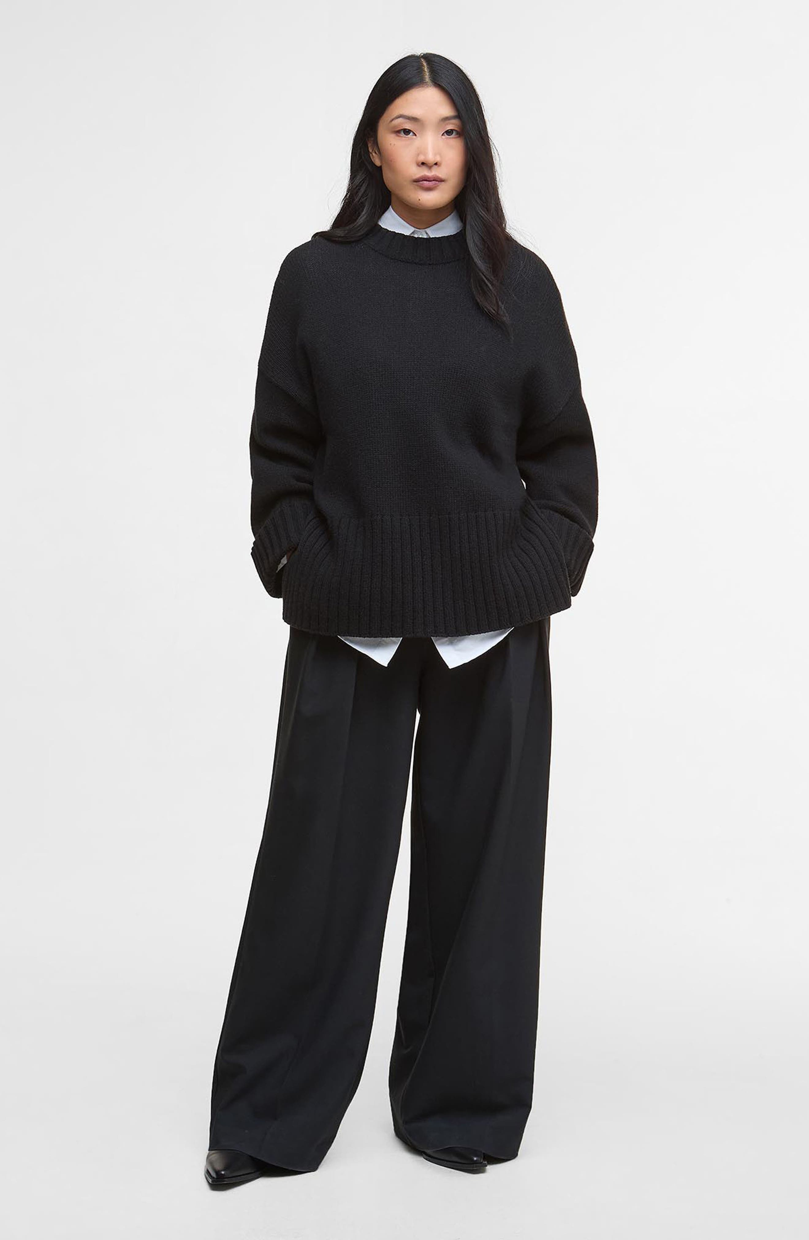 Barbour Sophia Cotton & Wool Blend Tunic Sweater in Black at Nordstrom - 7