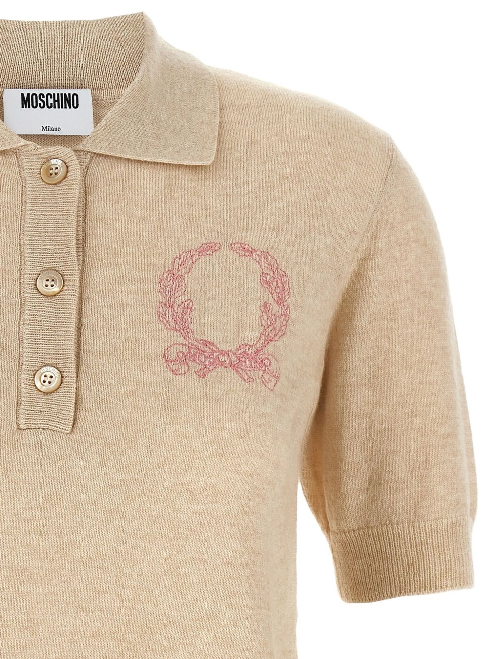 embroidered knited polo top - 3