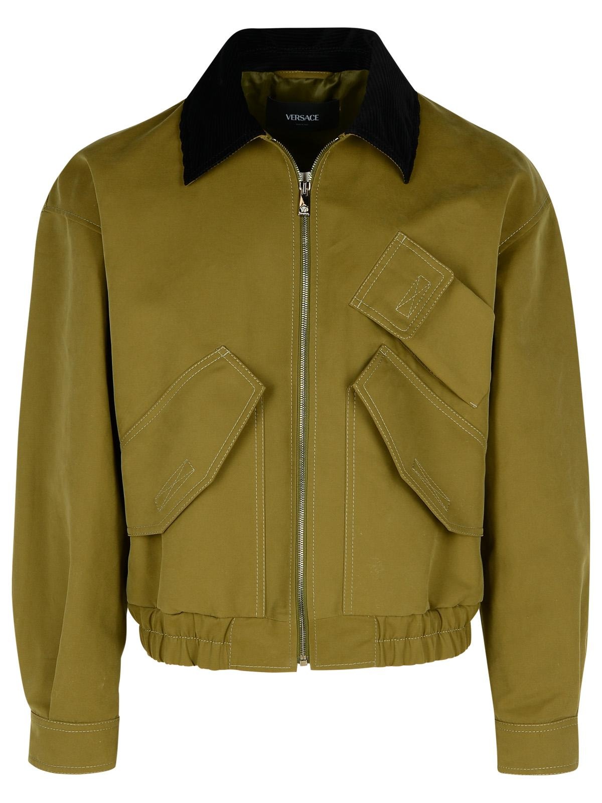 Versace Bomber Jacket In Green Cotton Man - 1