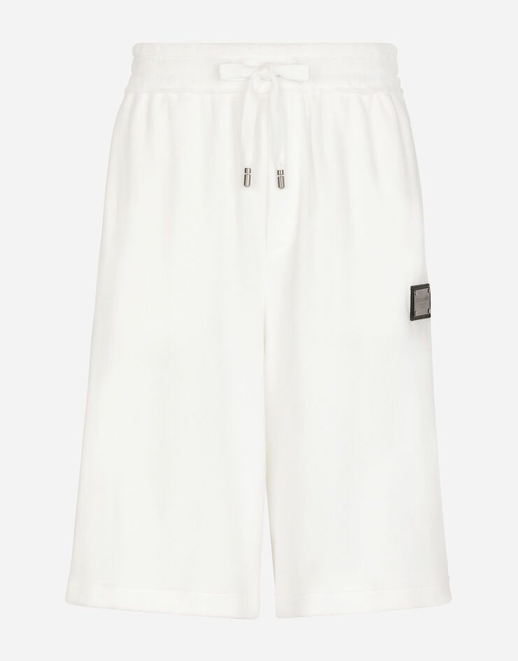 Jersey terry jogging shorts with logo plate - 1