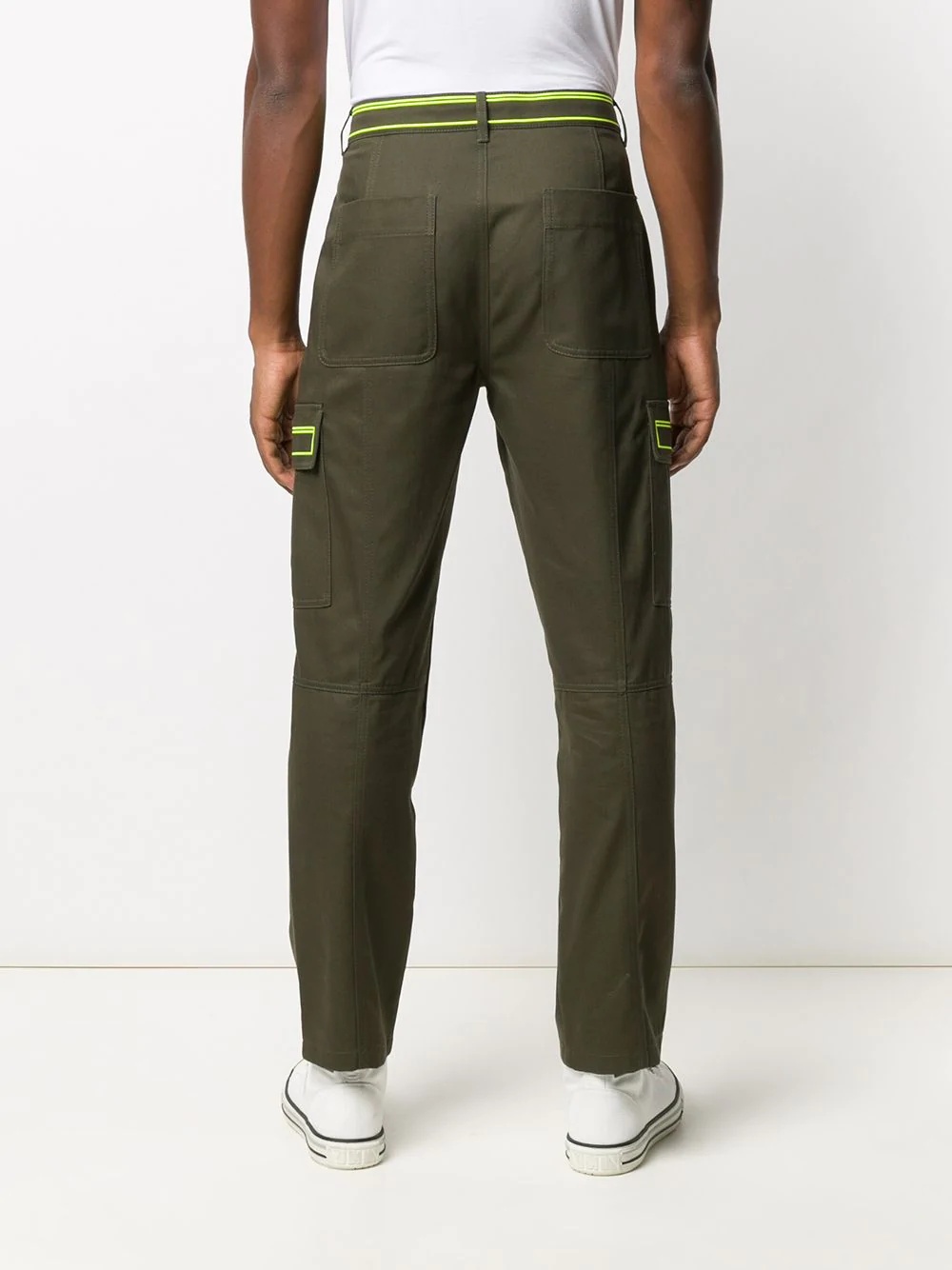 contrasting-trim cargo trousers - 4