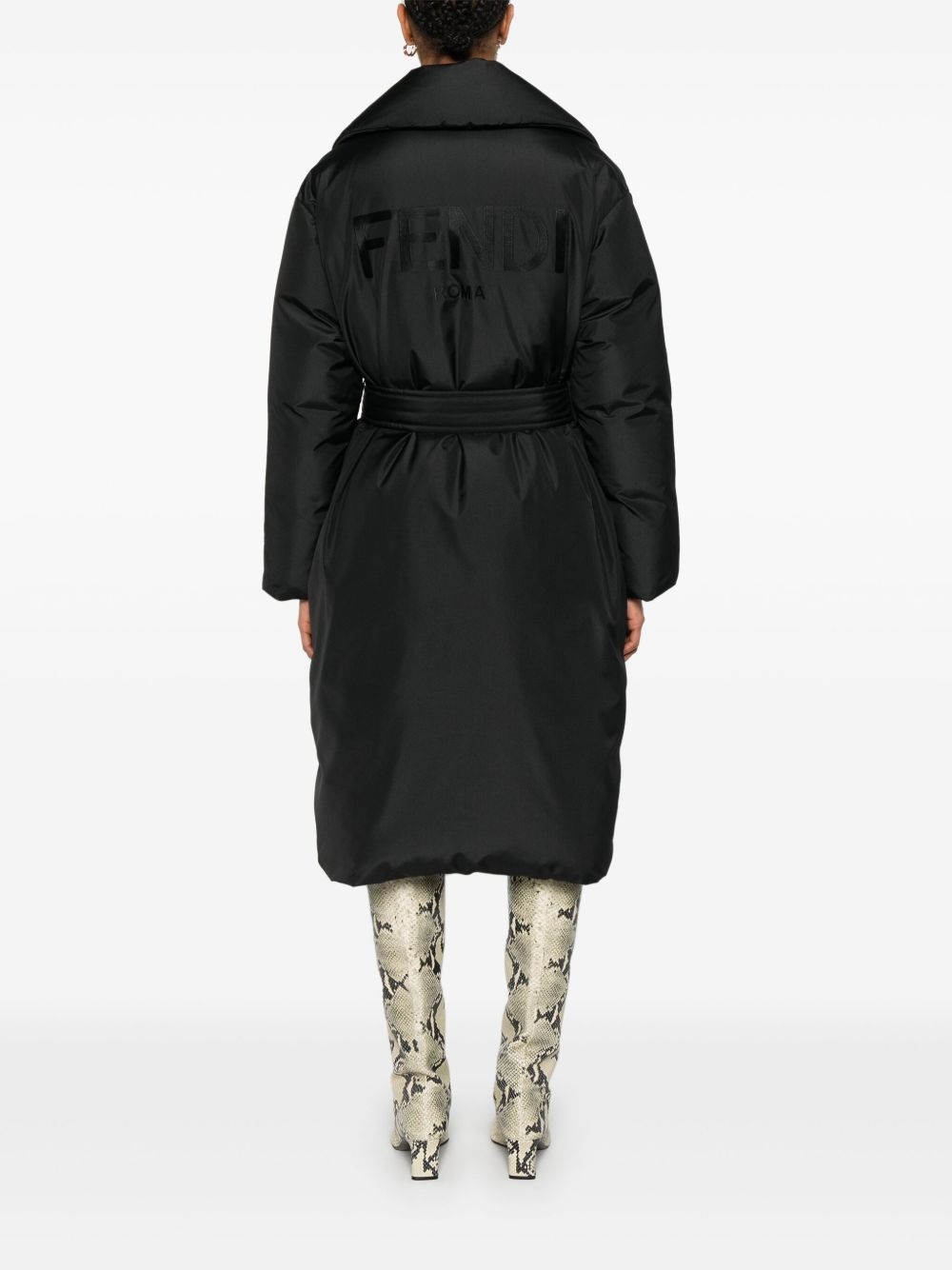 logo-embroidered coat - 4