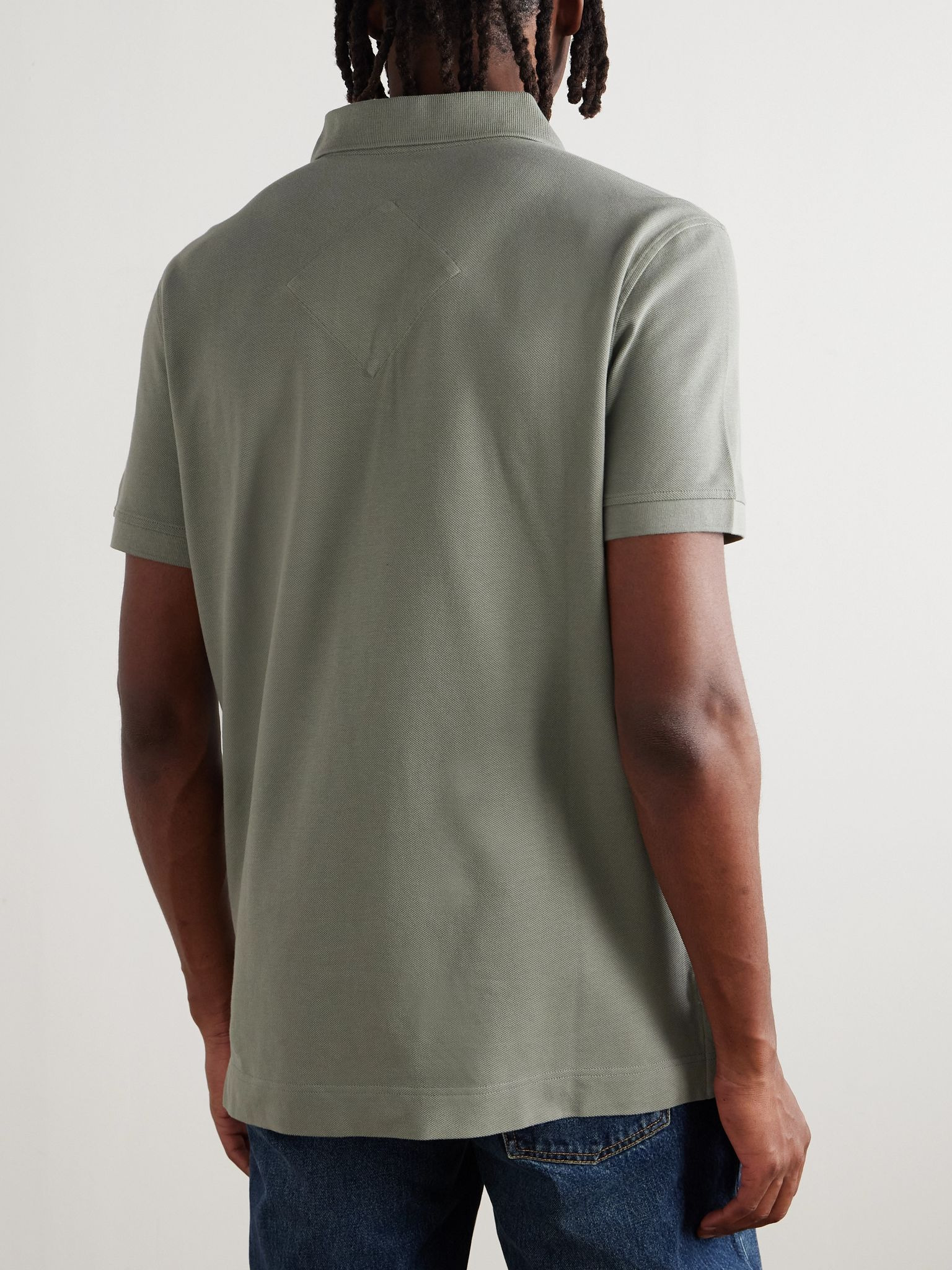 Beckley Logo-Appliquéd Cotton-Piqué Polo Shirt Green - 3