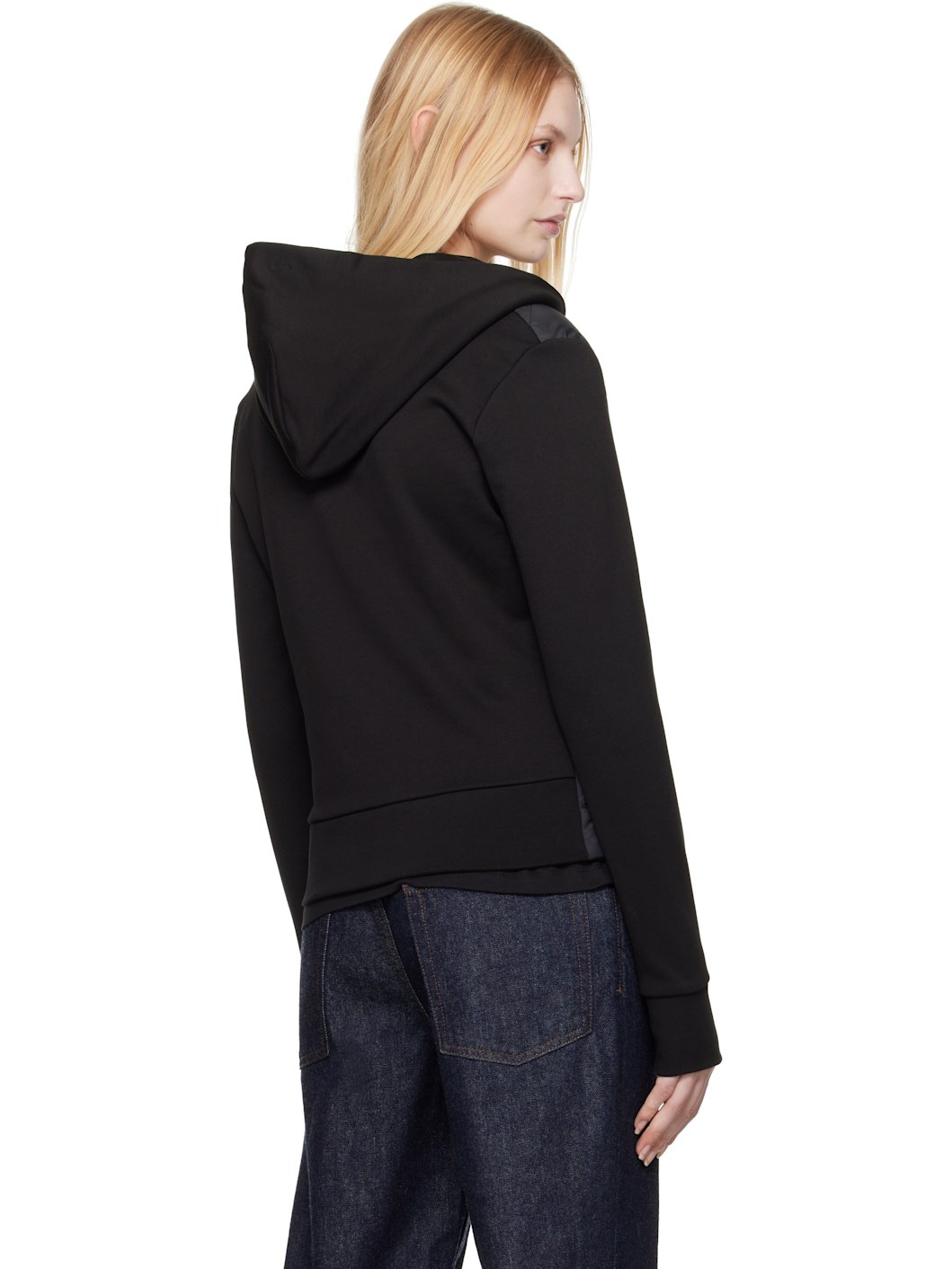 Black Zip Up Cardigan Down Jacket - 3
