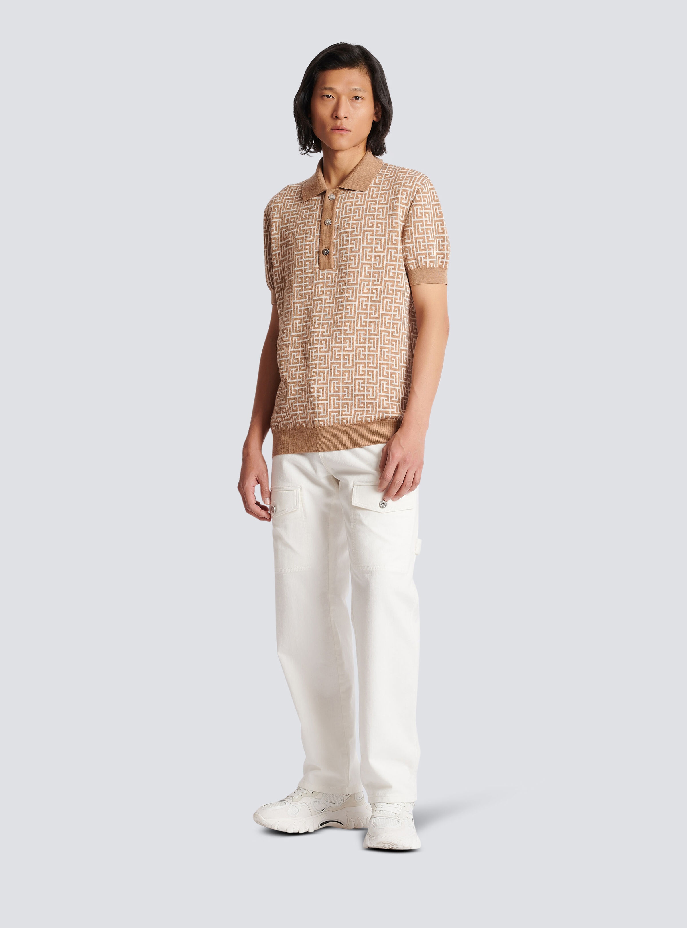 Monogrammed knitted polo shirt - 2