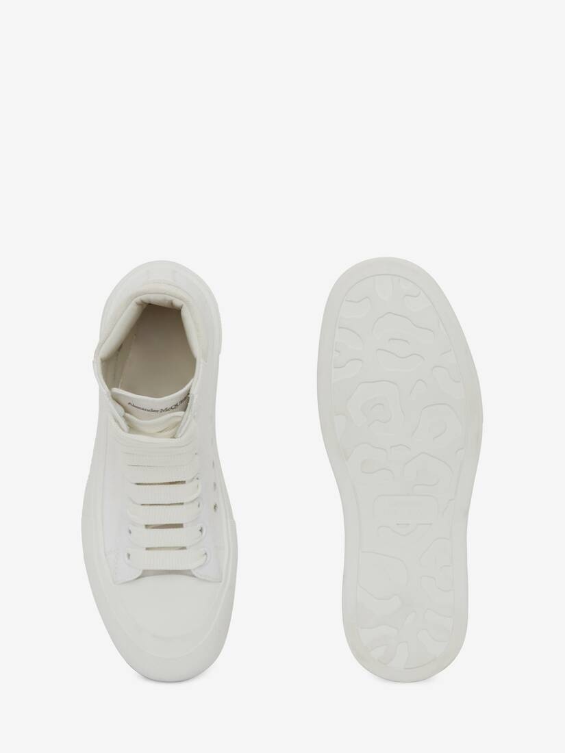 High-top Deck Plimsoll  in Optical White - 4