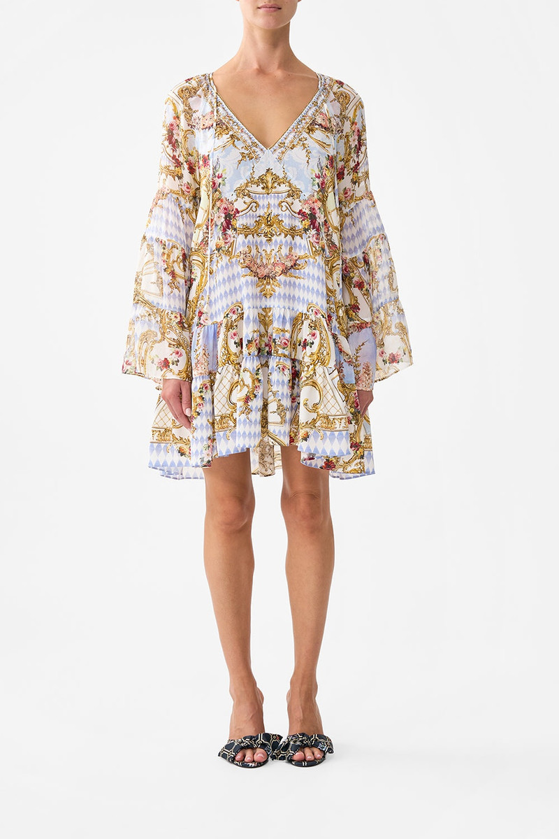 CAMILLA A-LINE GATHERED PANEL DRESS outlook