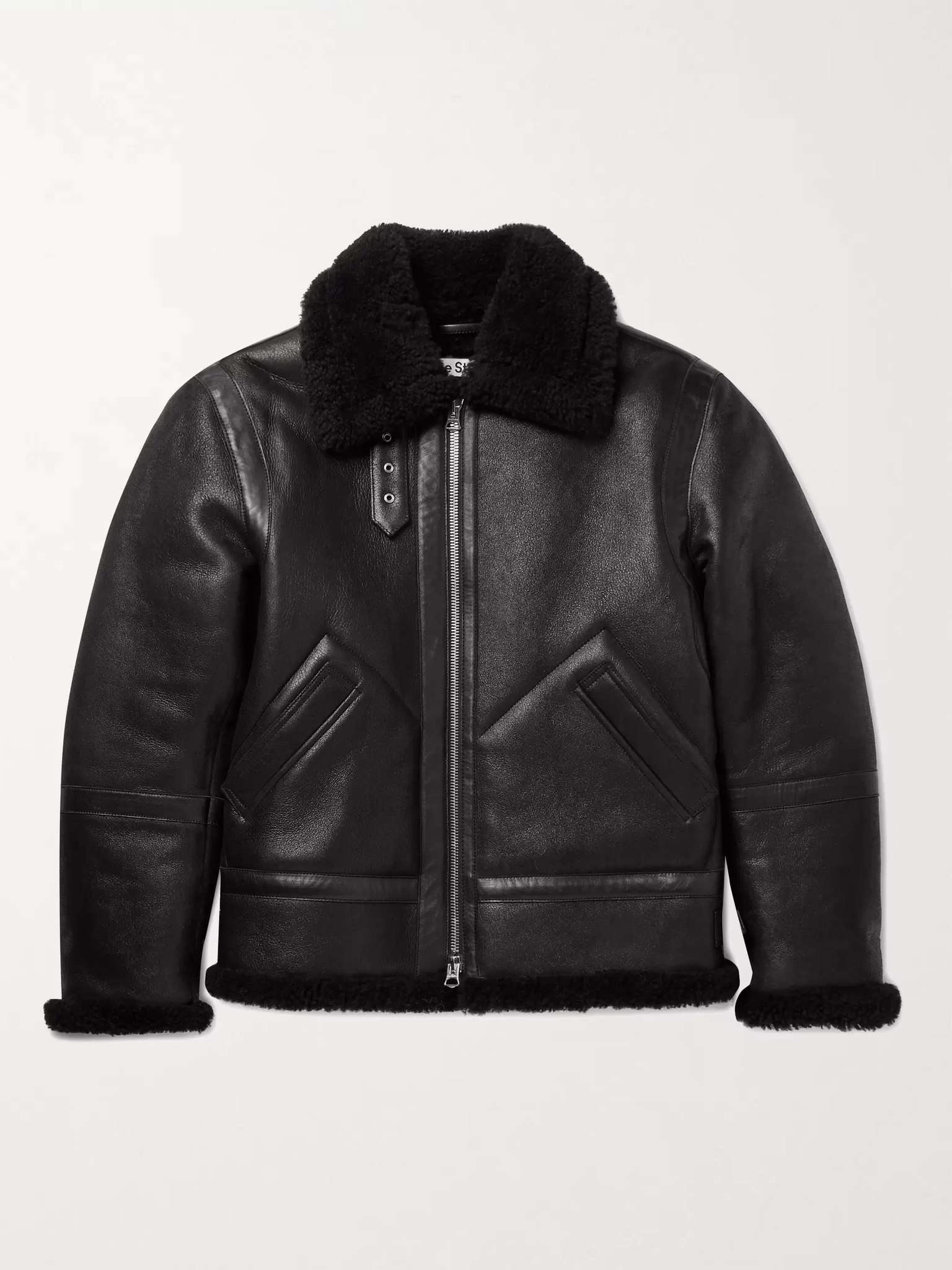 Shearling-Lined Full-Grain Leather Jacket - 1