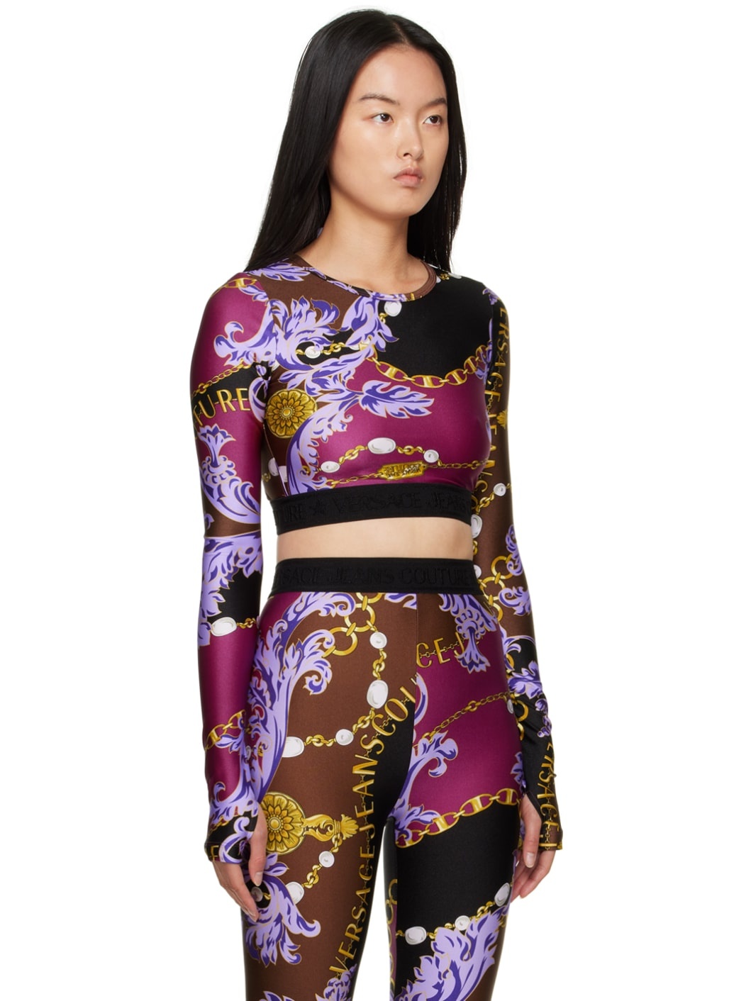 Purple Chain Couture Long Sleeve T-Shirt - 2