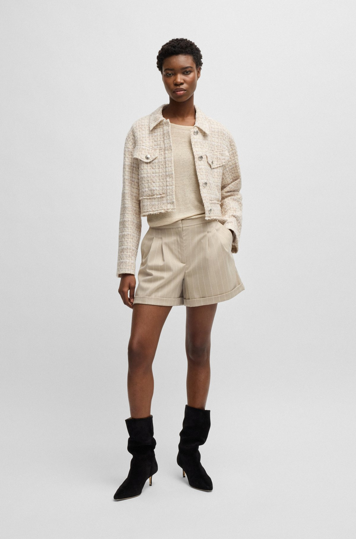 TAPERED-FIT SHORTS IN PINSTRIPE STRETCH FABRIC - 3