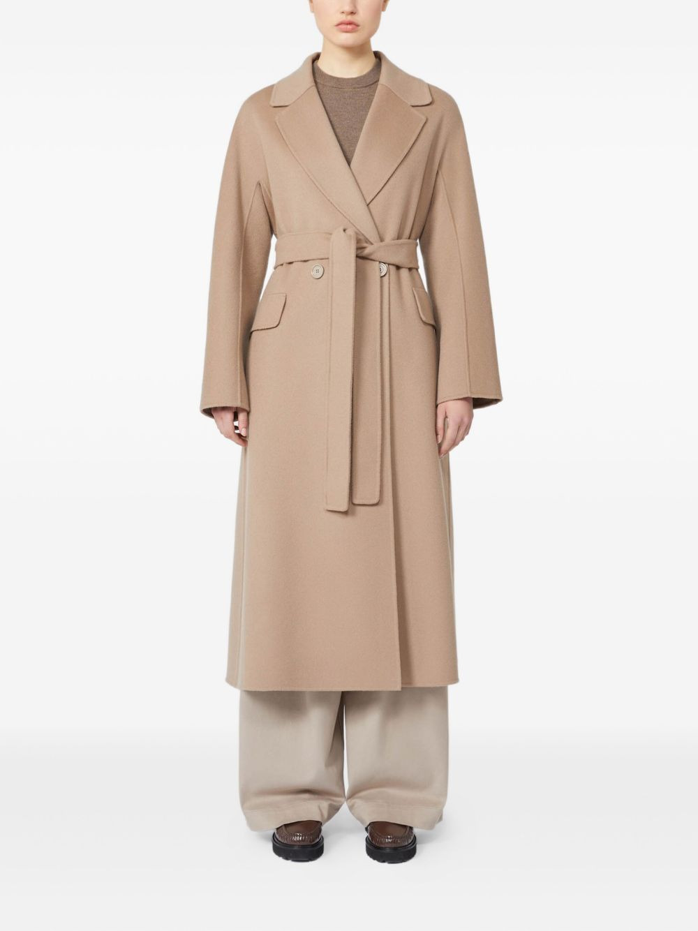 belted notched-lapel coat - 2
