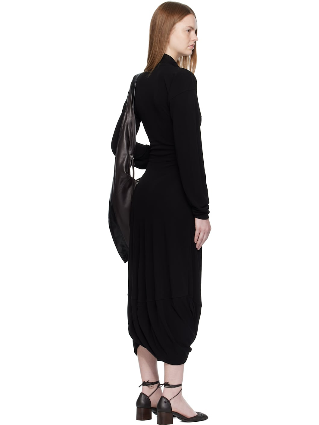 Black V Neck Maxi Dress - 3