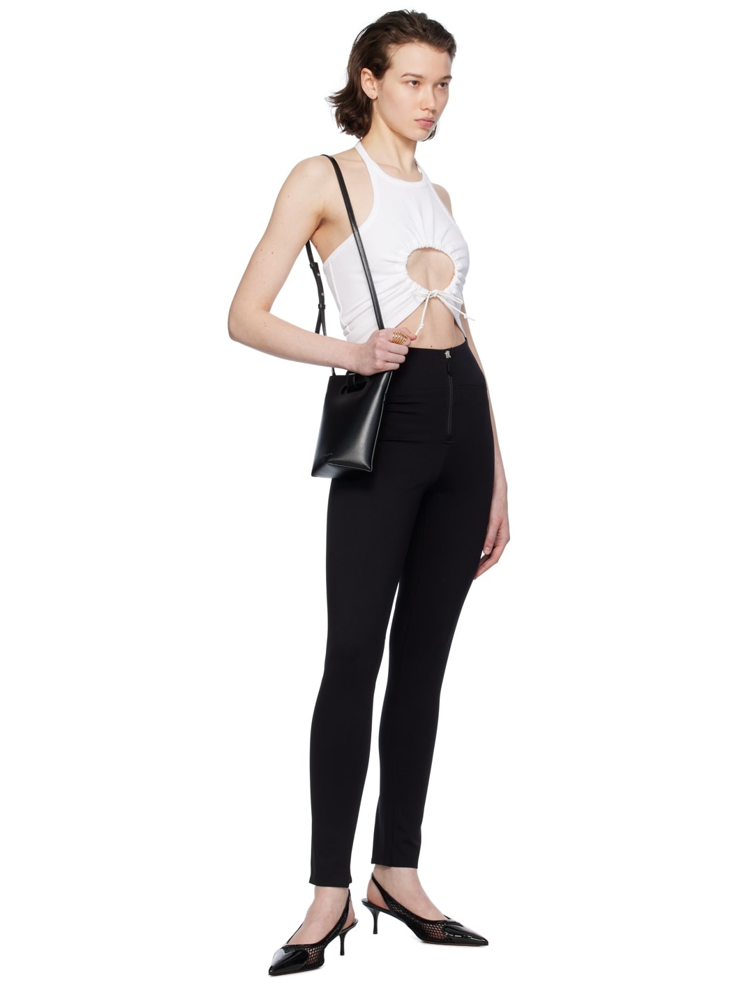 White Gathered Tank Top - 4