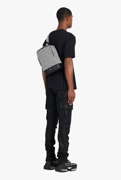 Balmain Bicolor white and black nylon City crossbody backpack outlook