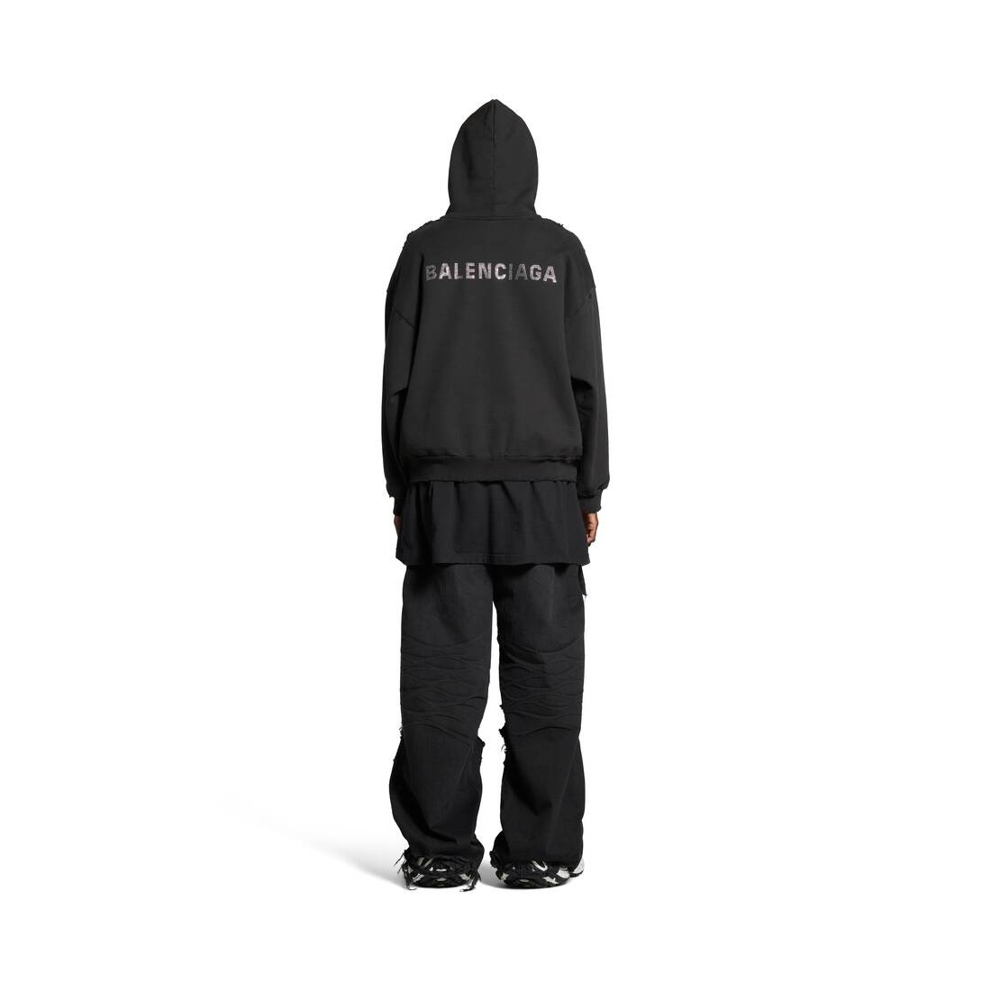 Balenciaga Back Hoodie Medium Fit in Black - 4