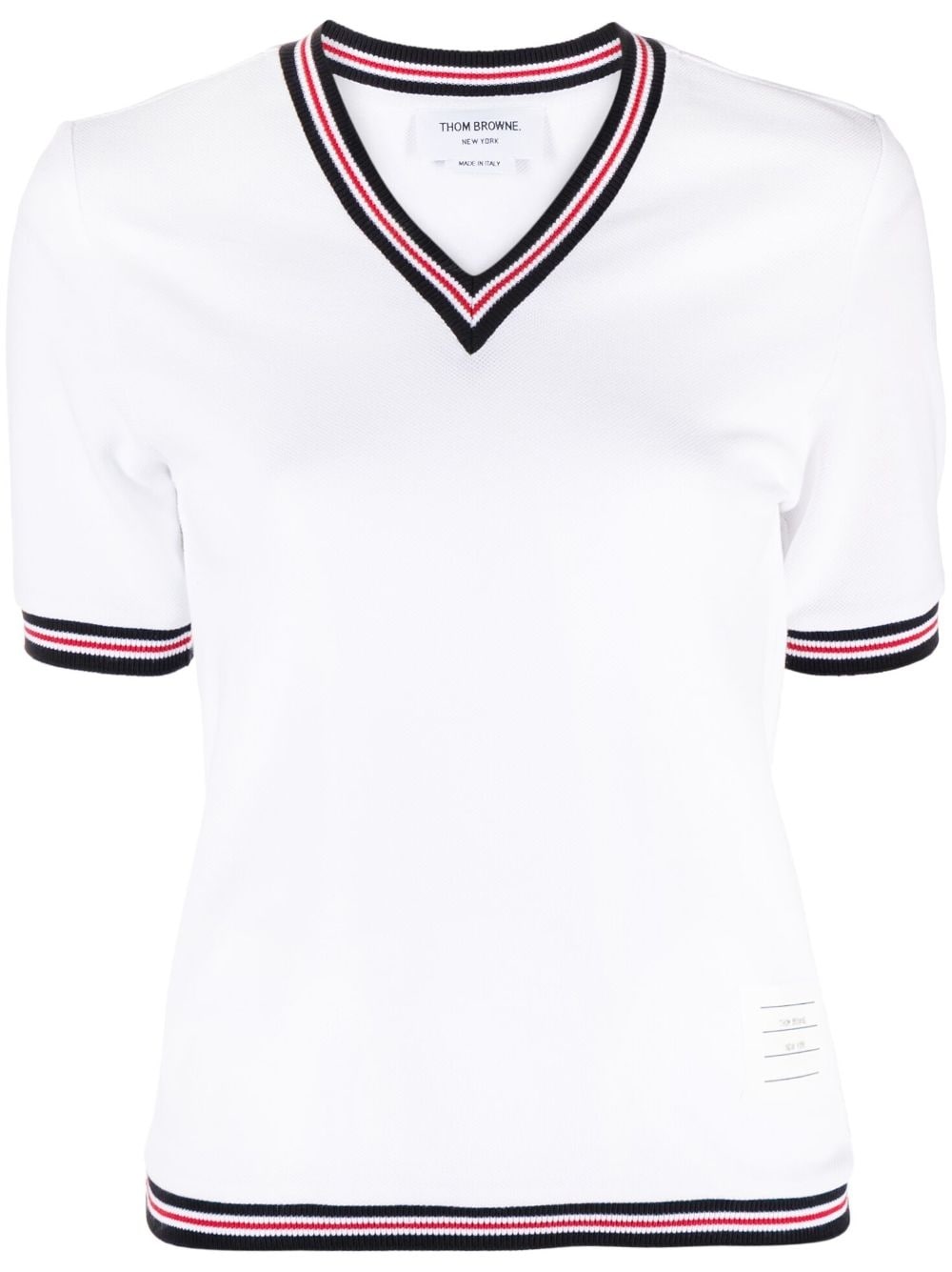 Cricket stripe v-neck T-shirt - 1