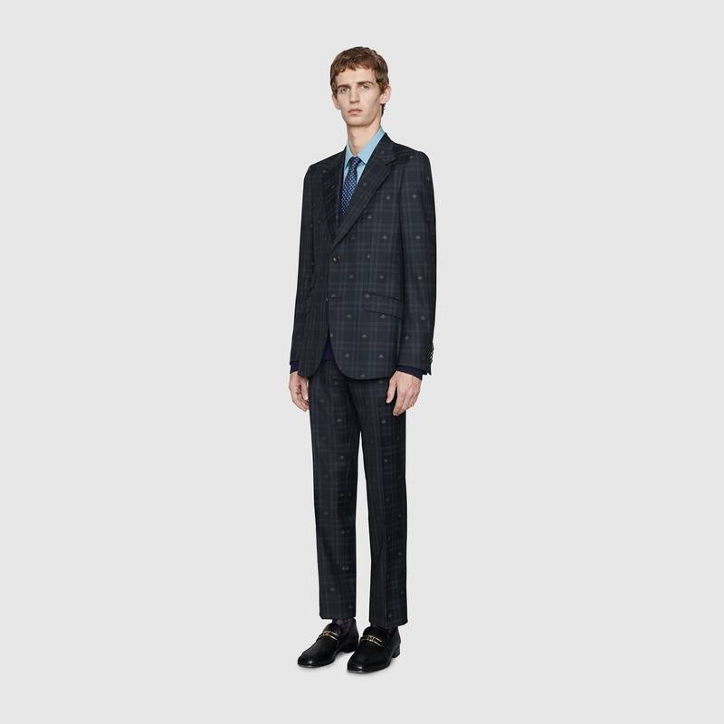 GUCCI Fitted bee check wool suit outlook