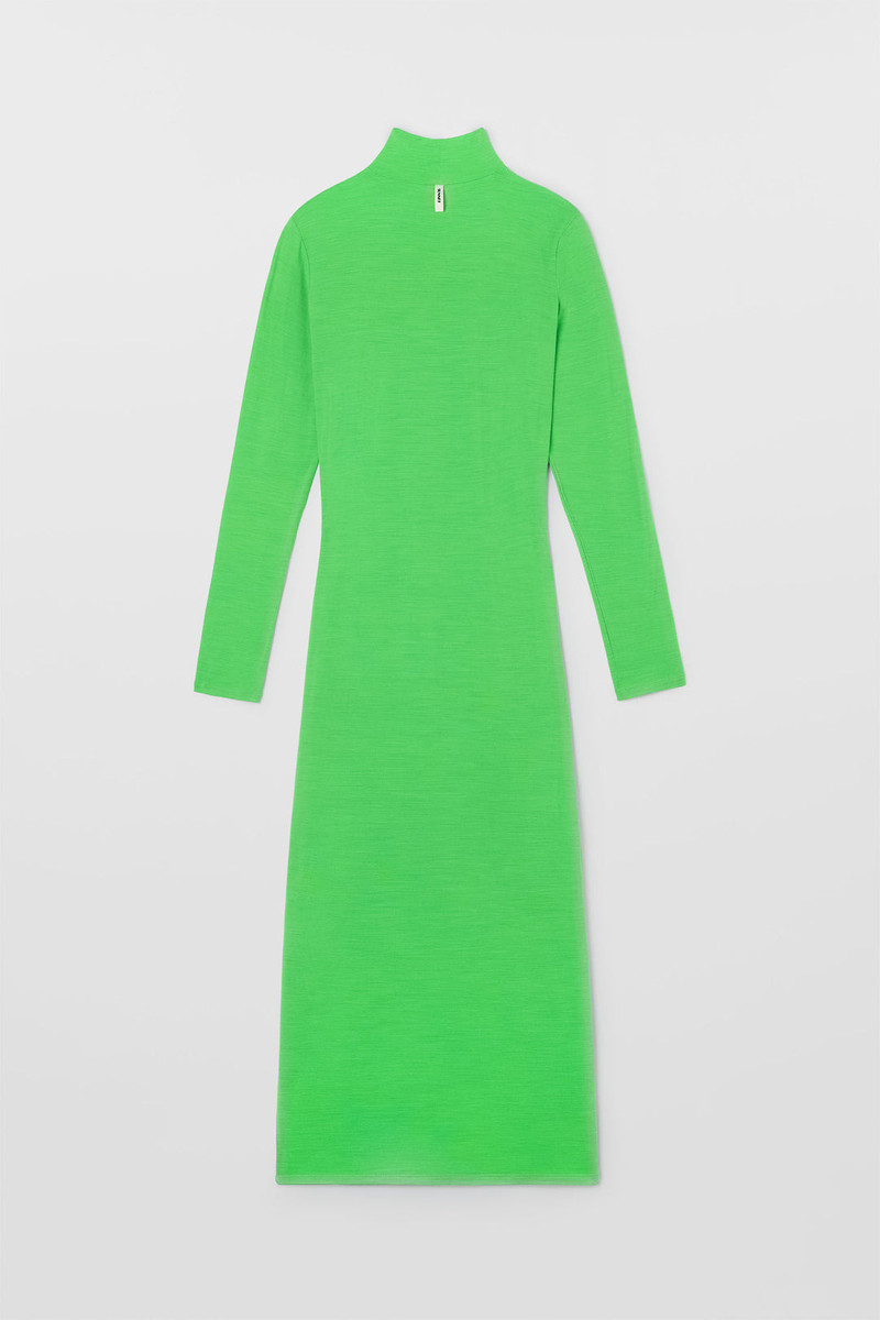 HIGHNECK LONGSLEEVE SHEER DRESS / bright green 5