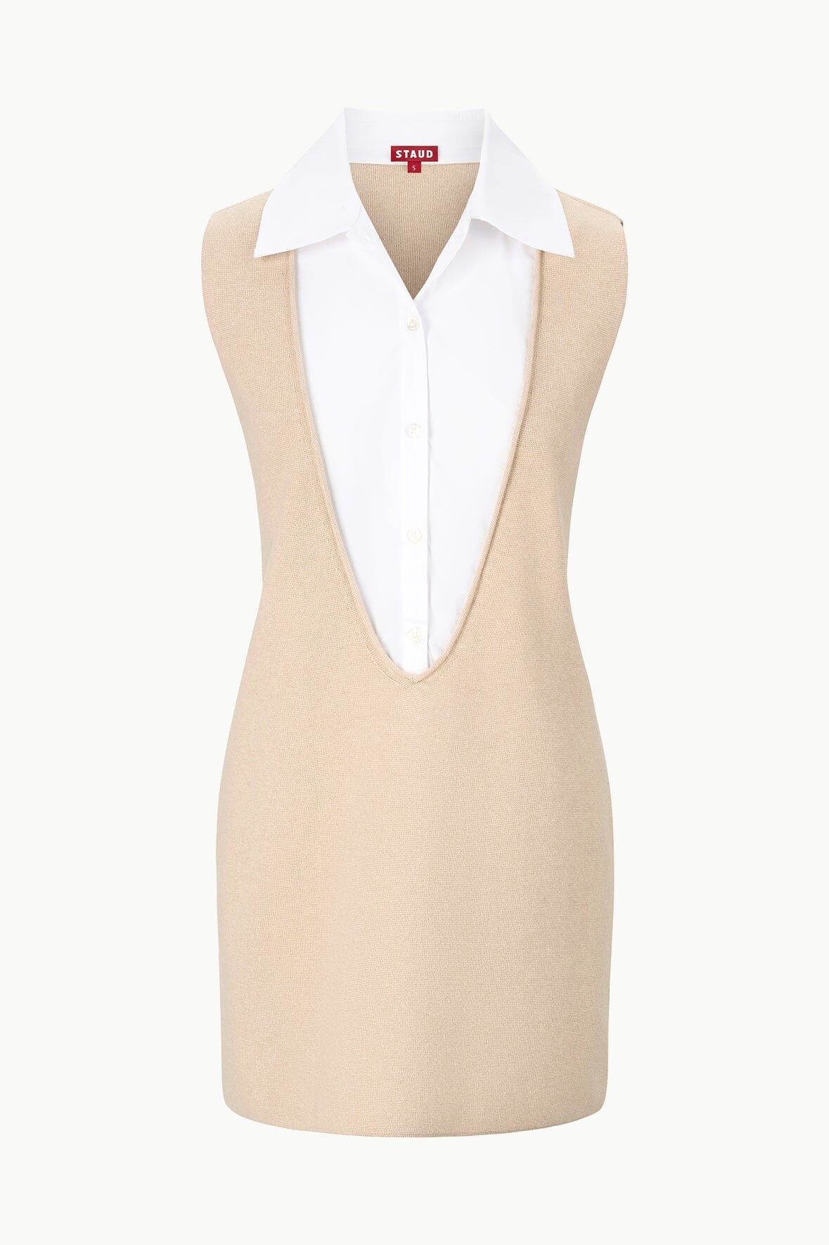 STAUD MINI LESLIE DRESS CAMEL WHITE - 1