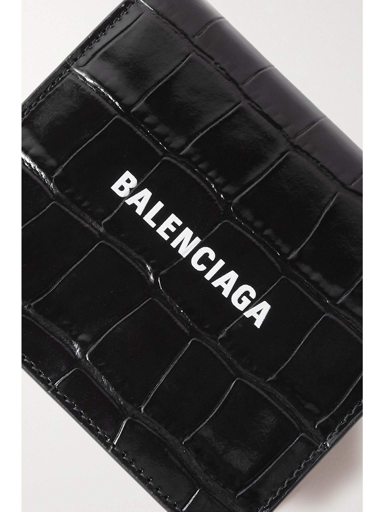 Printed croc-effect leather cardholder Black - 4