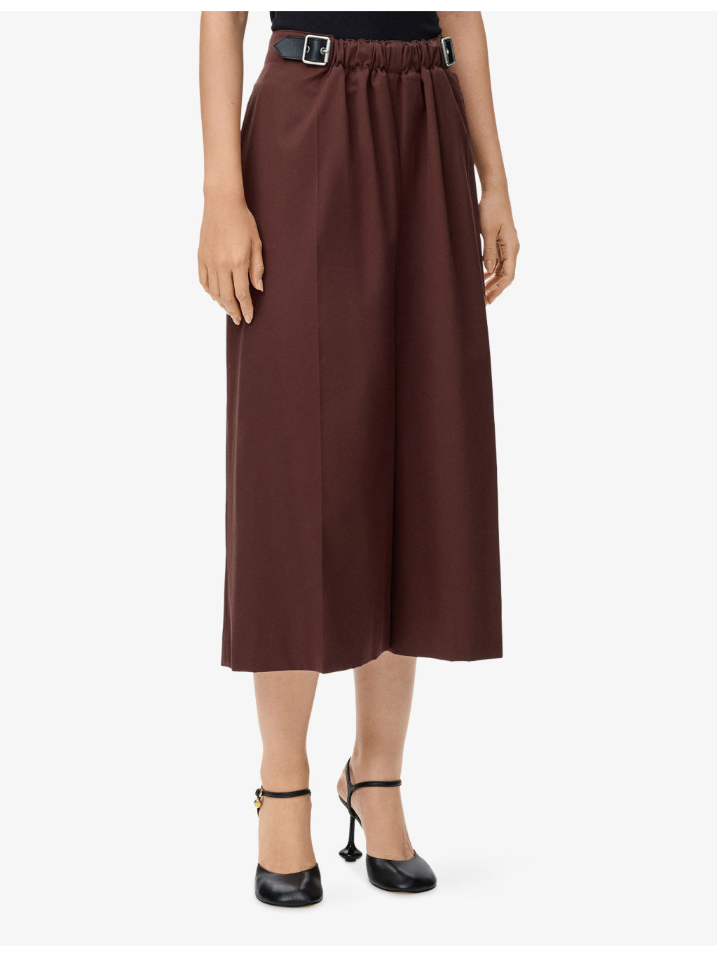 Cropped Belted Cotton-Silk Blend Trousers - 3