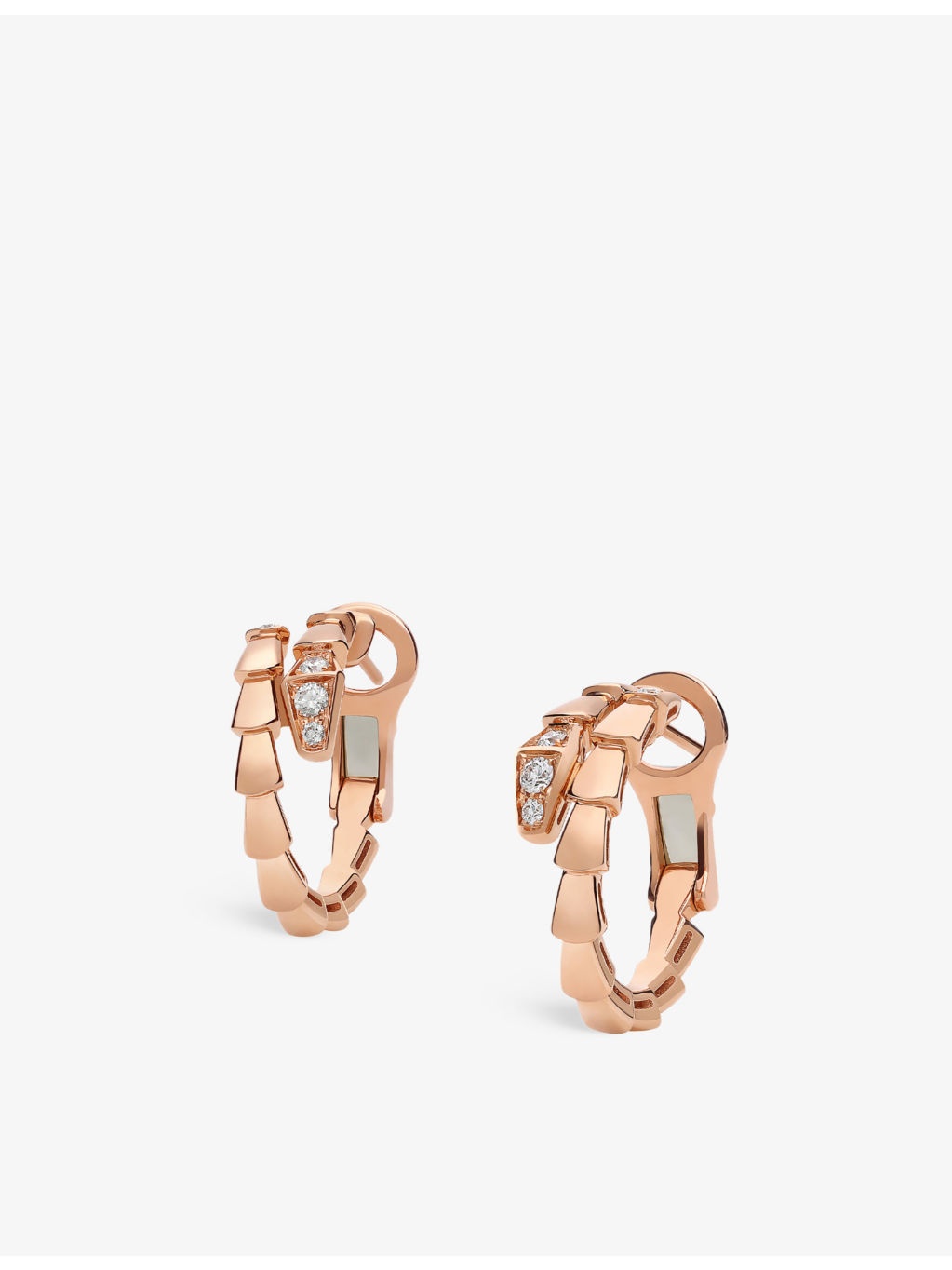 Serpenti Viper 18ct rose-gold and 0.18ct brilliant-cut diamond hoop earrings - 2