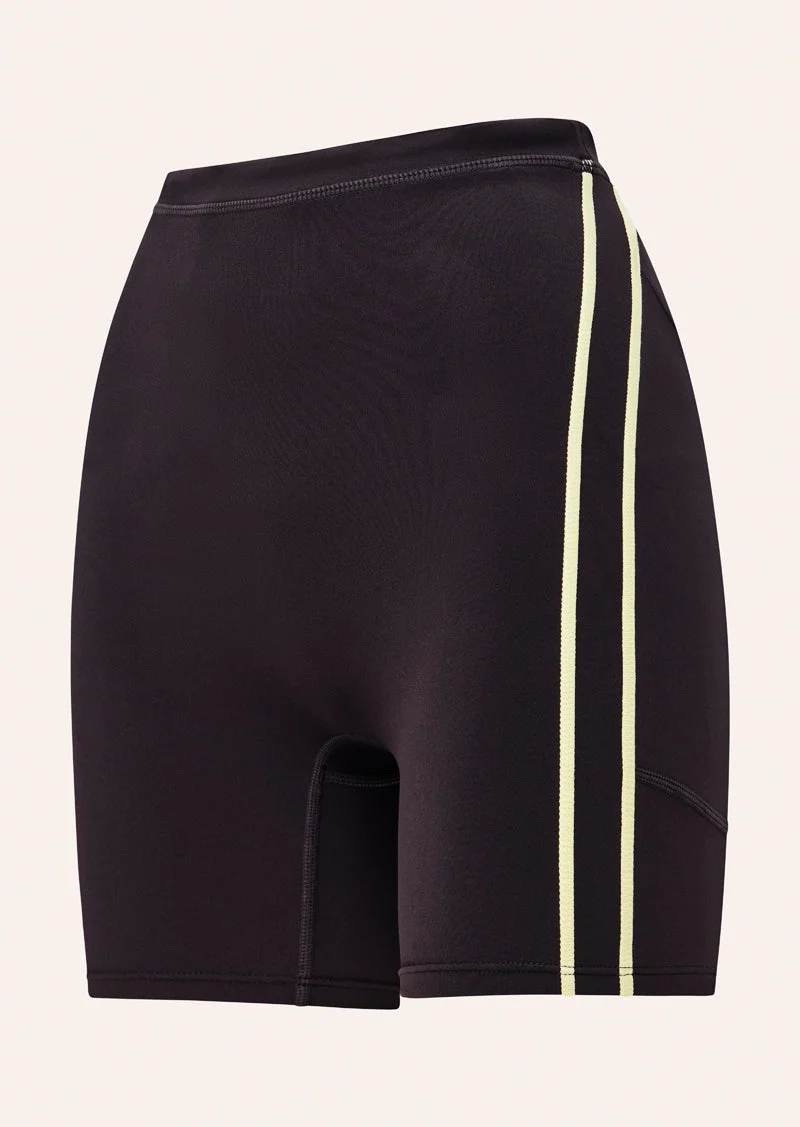 CYPHER BIKE SHORT IN BLACK BEAN & SOFT YELLOW - 1