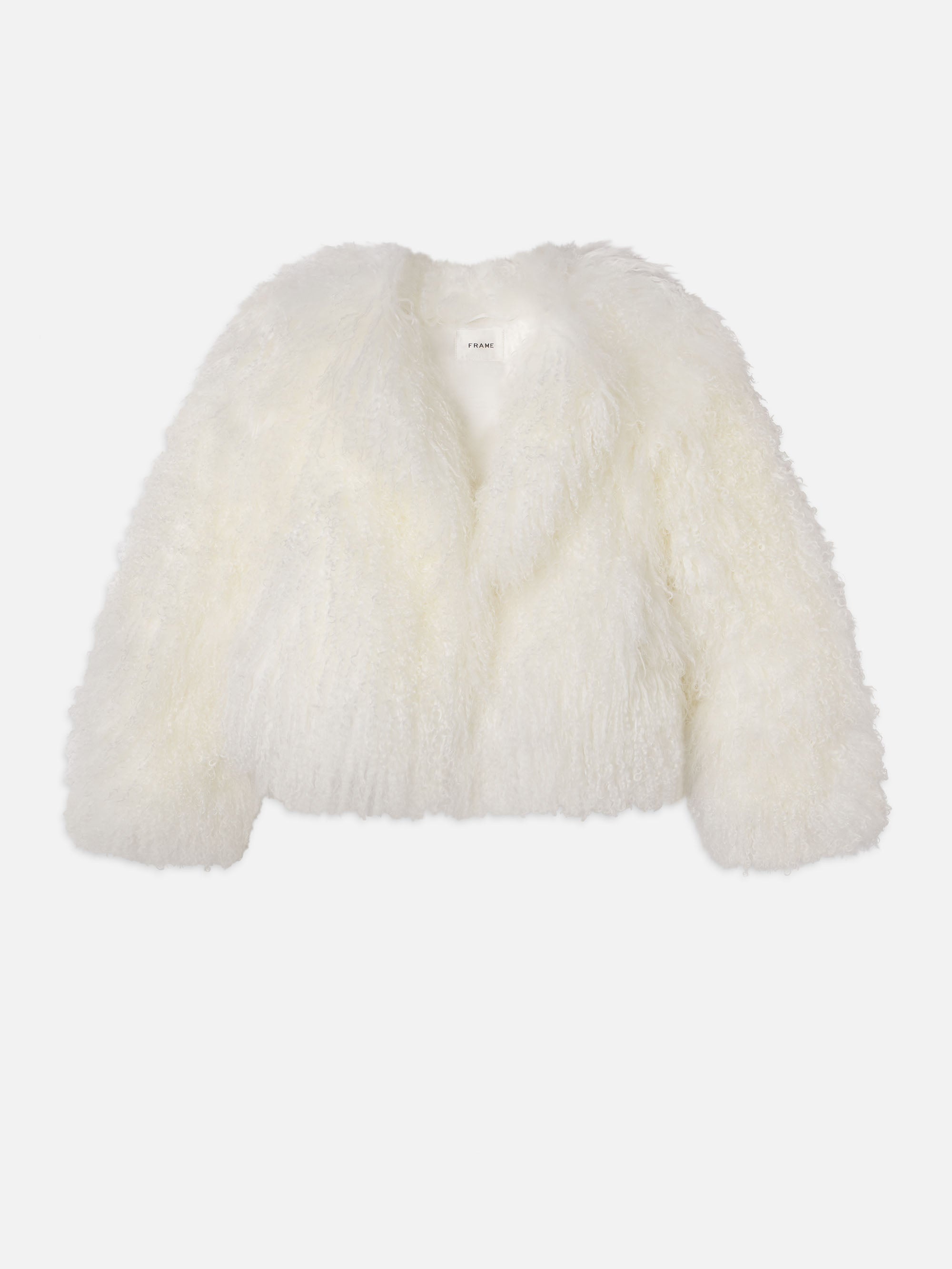 Shaggy Shearling Coat in Cream - 1