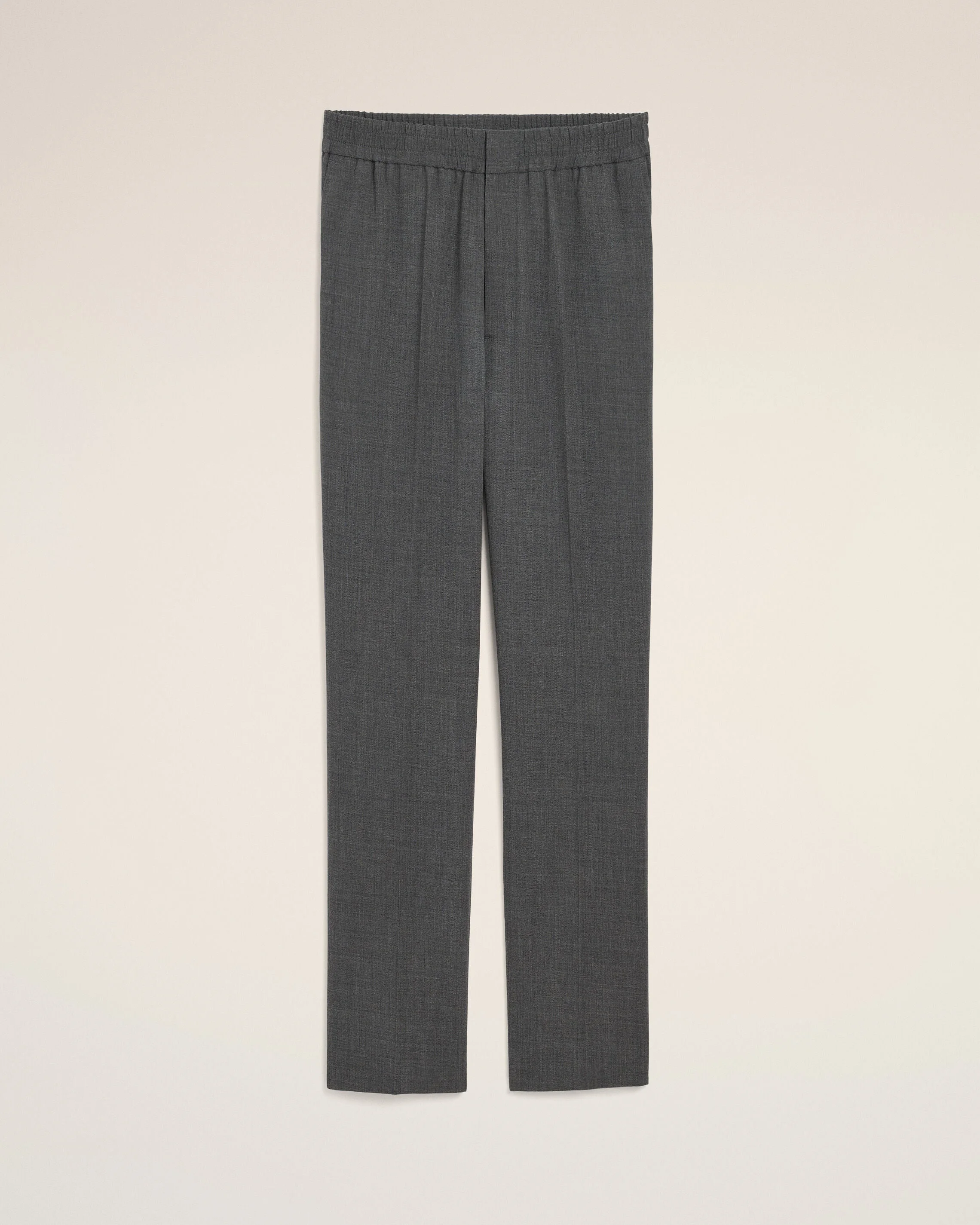 GREY ELASTICATED-WAIST WOOL TROUSERS - 1