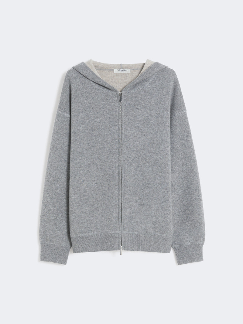 QUIETE Wool and cashmere hooded cardigan - MEDIUM GREY 1