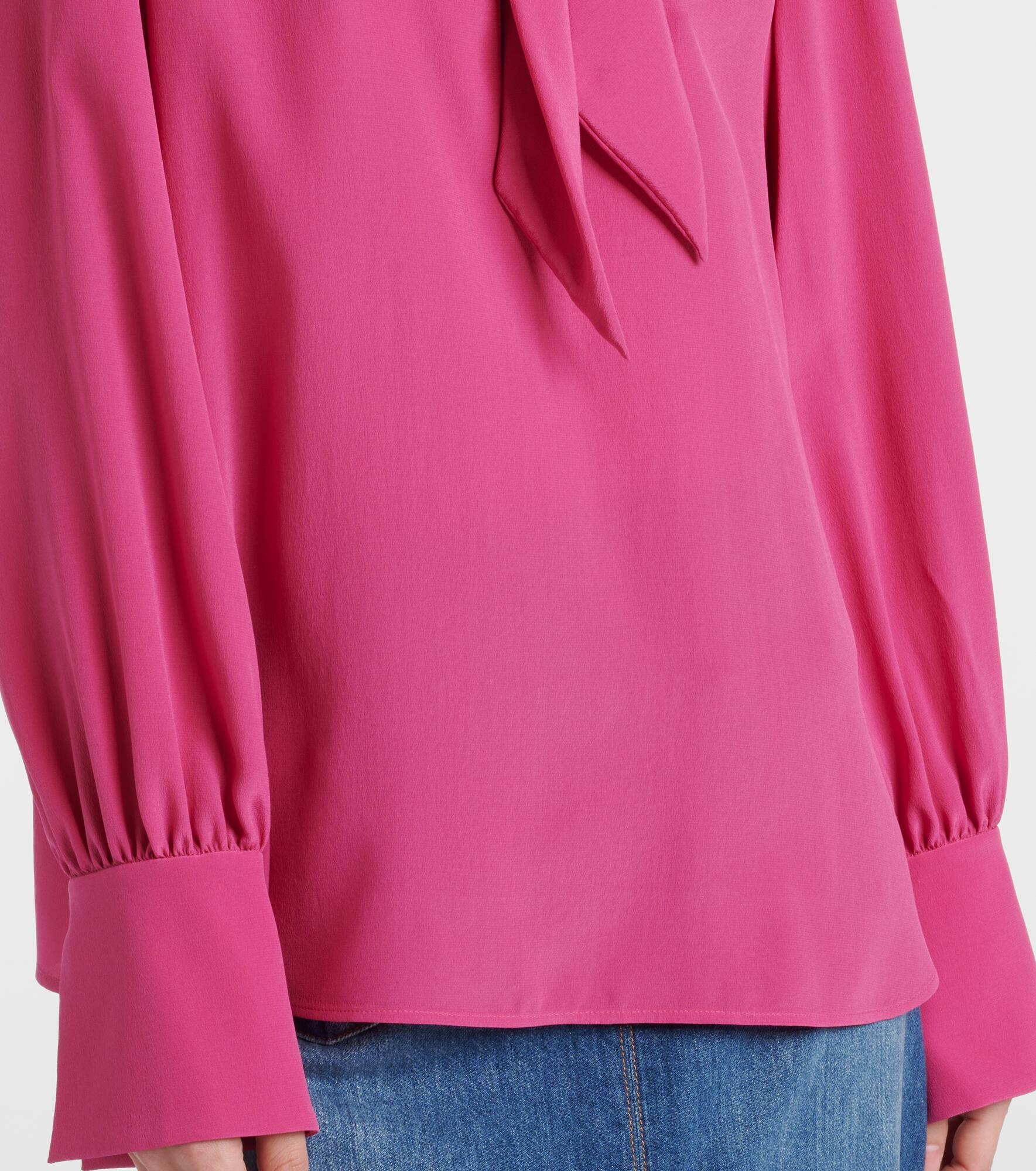 Tie-neck silk crêpe de chine blouse - 4