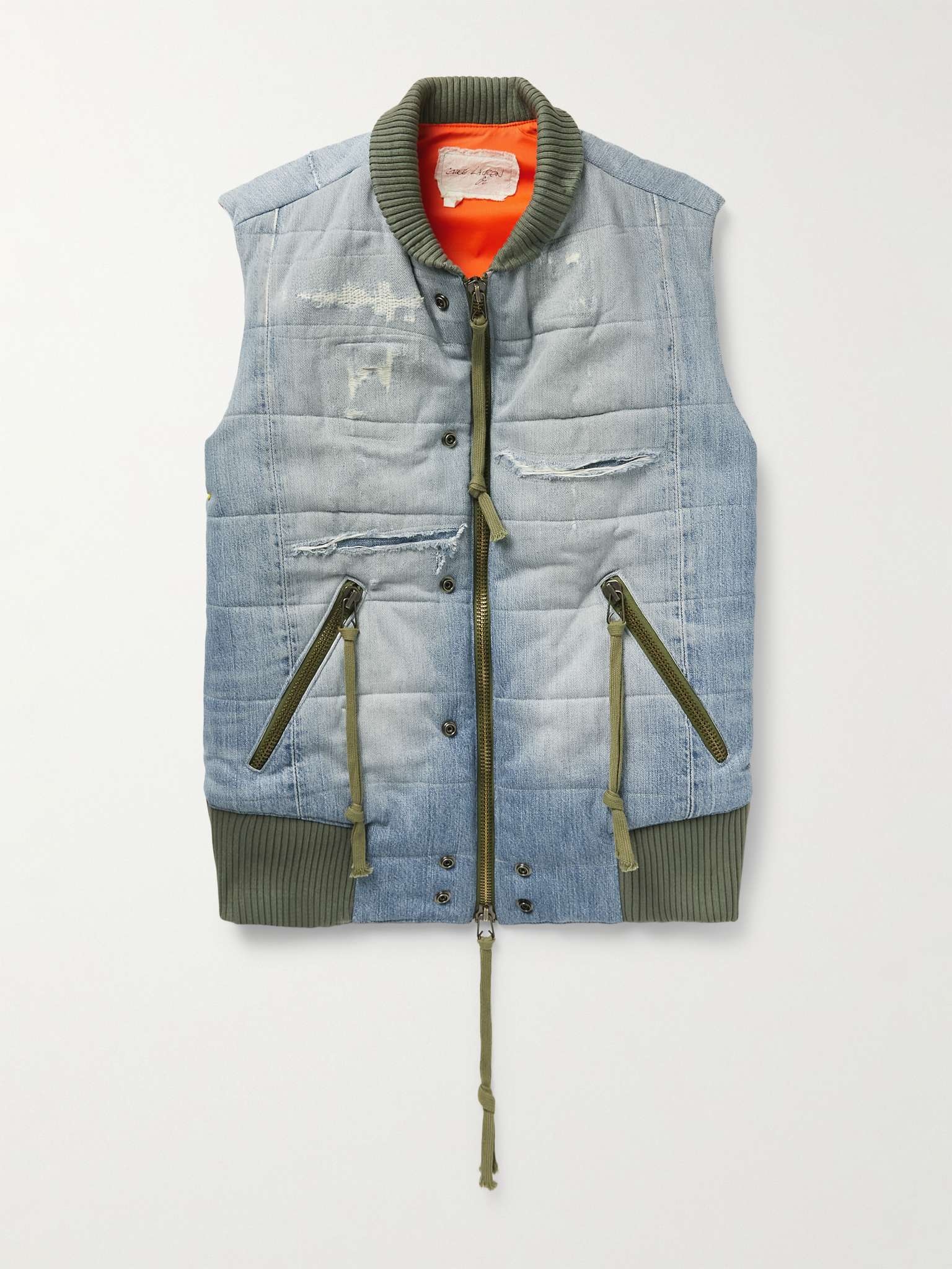 Distressed Quilted Denim Gillet - 1