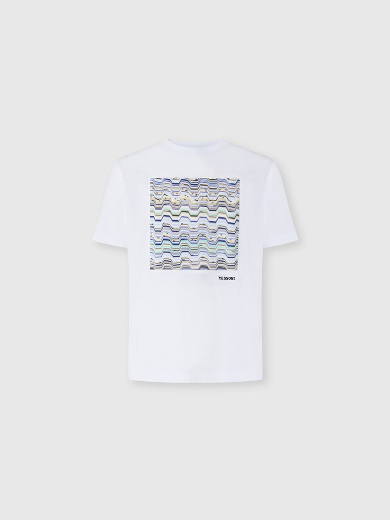 Crew-neck cotton t-shirt with snake pattern detailing 1