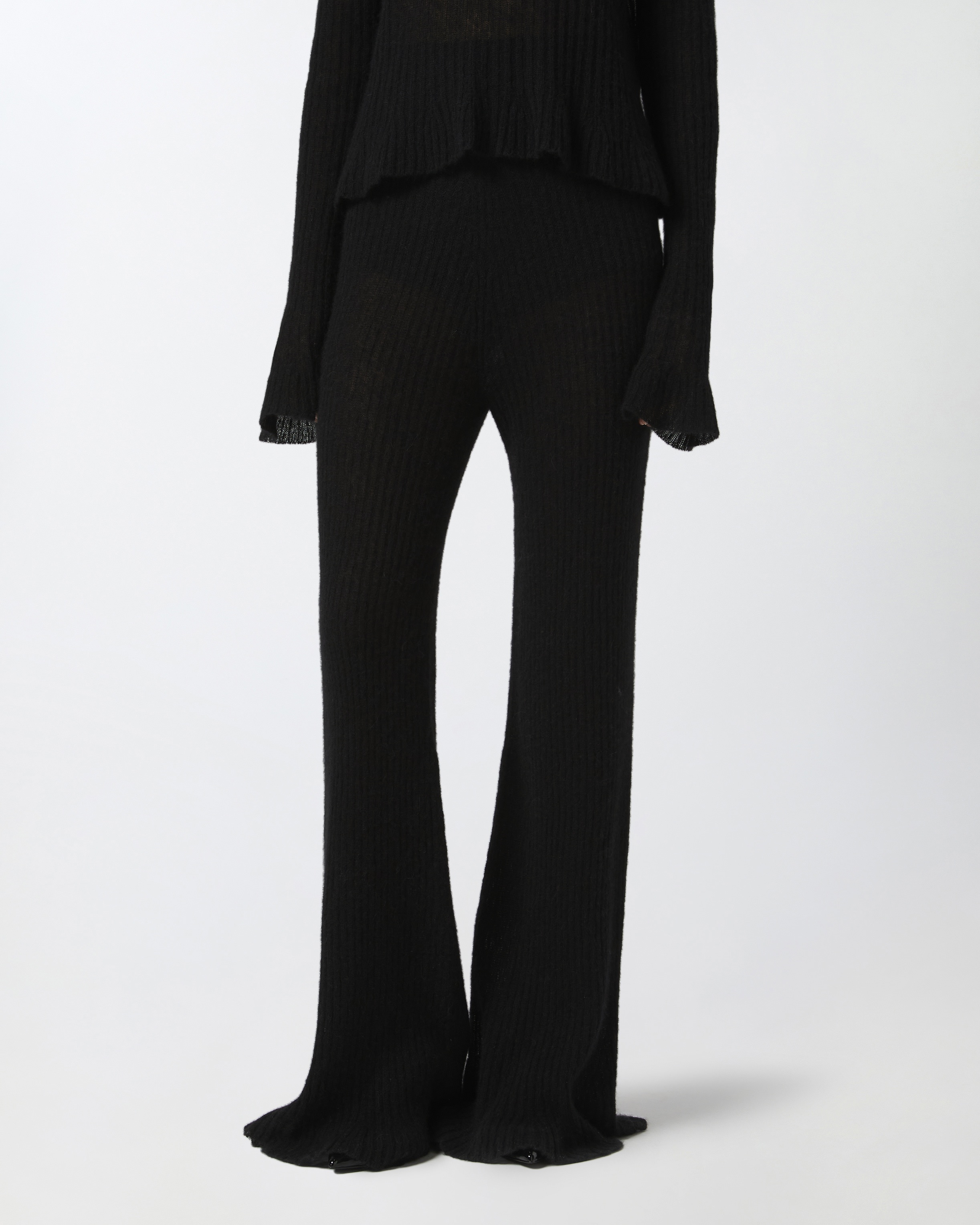 VEIL-EFFECT RIBBED KNIT TROUSERS - 3