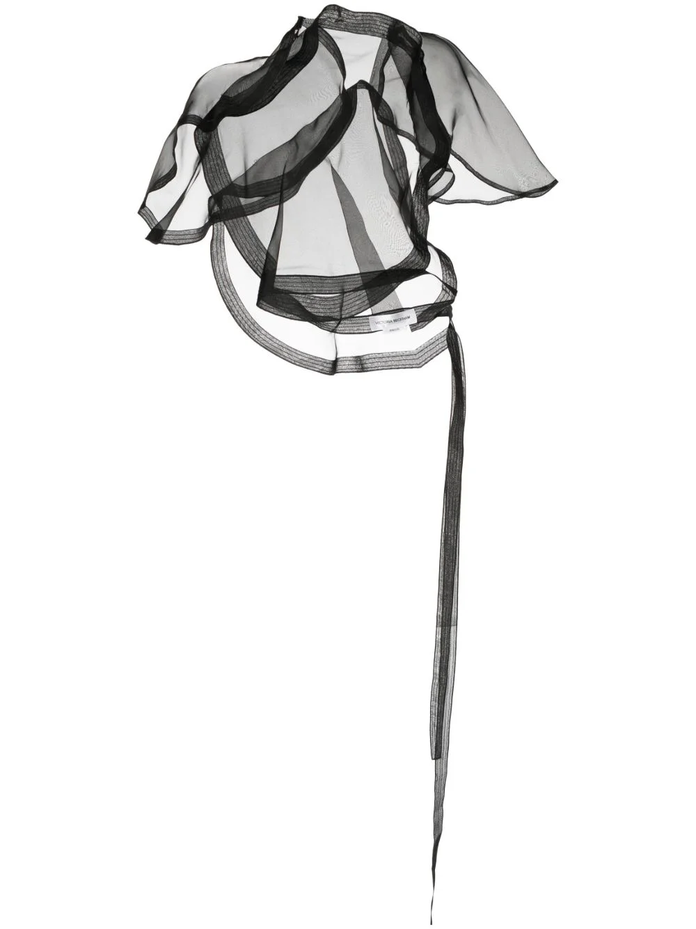 asymmetric semi-sheer cropped top - 1