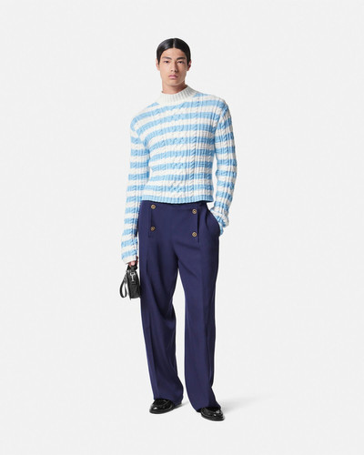 VERSACE Cable-Knit Nautical Stripe Sweater outlook