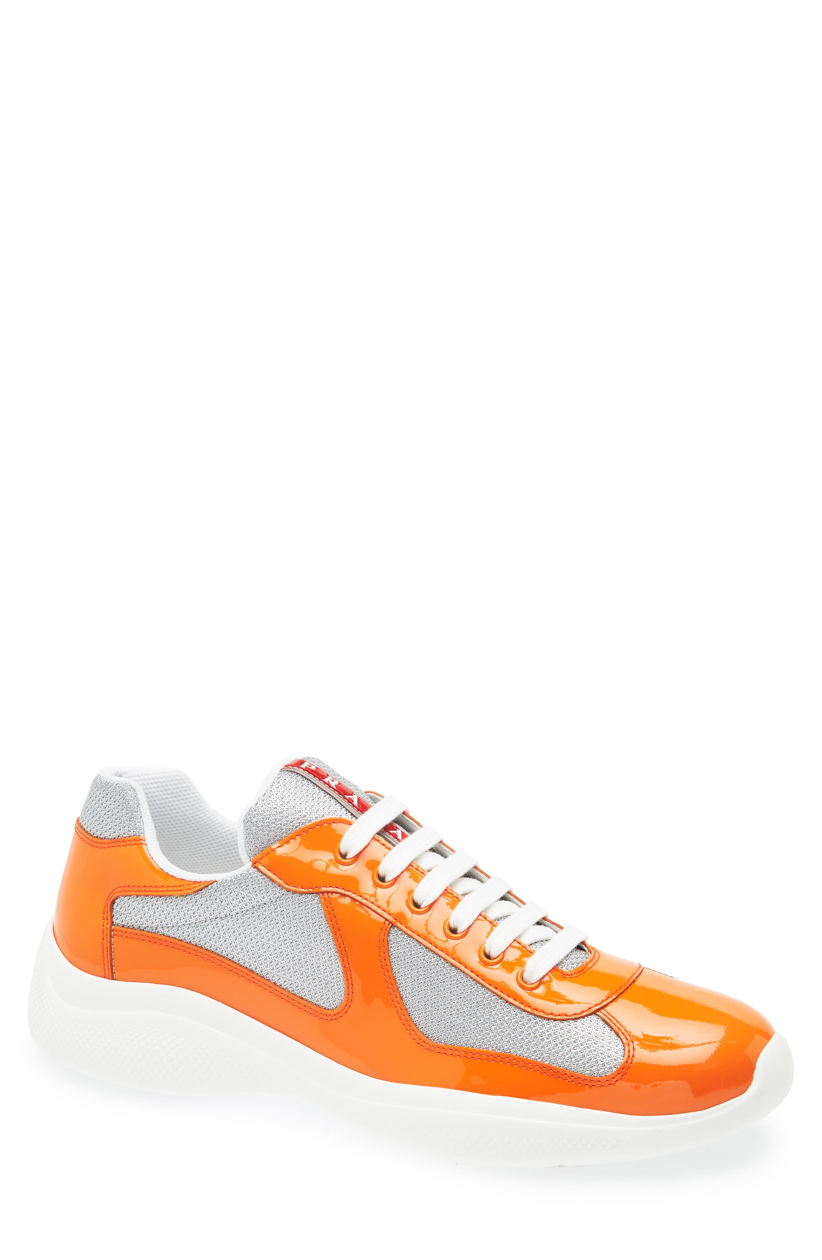 Prada America's Cup Sneaker in Papaya/Argento at Nordstrom - 1