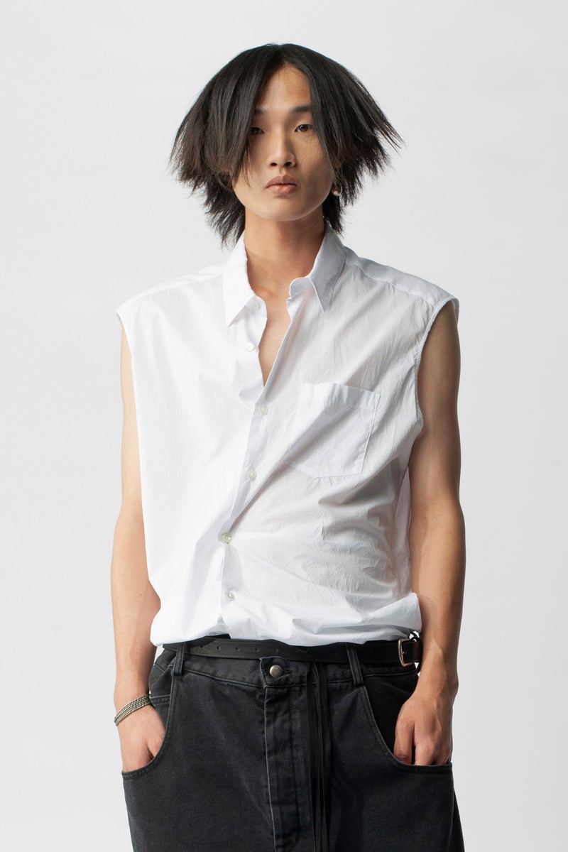 Dorian Sleeveless High Comfort Striped Long Shirt - 1