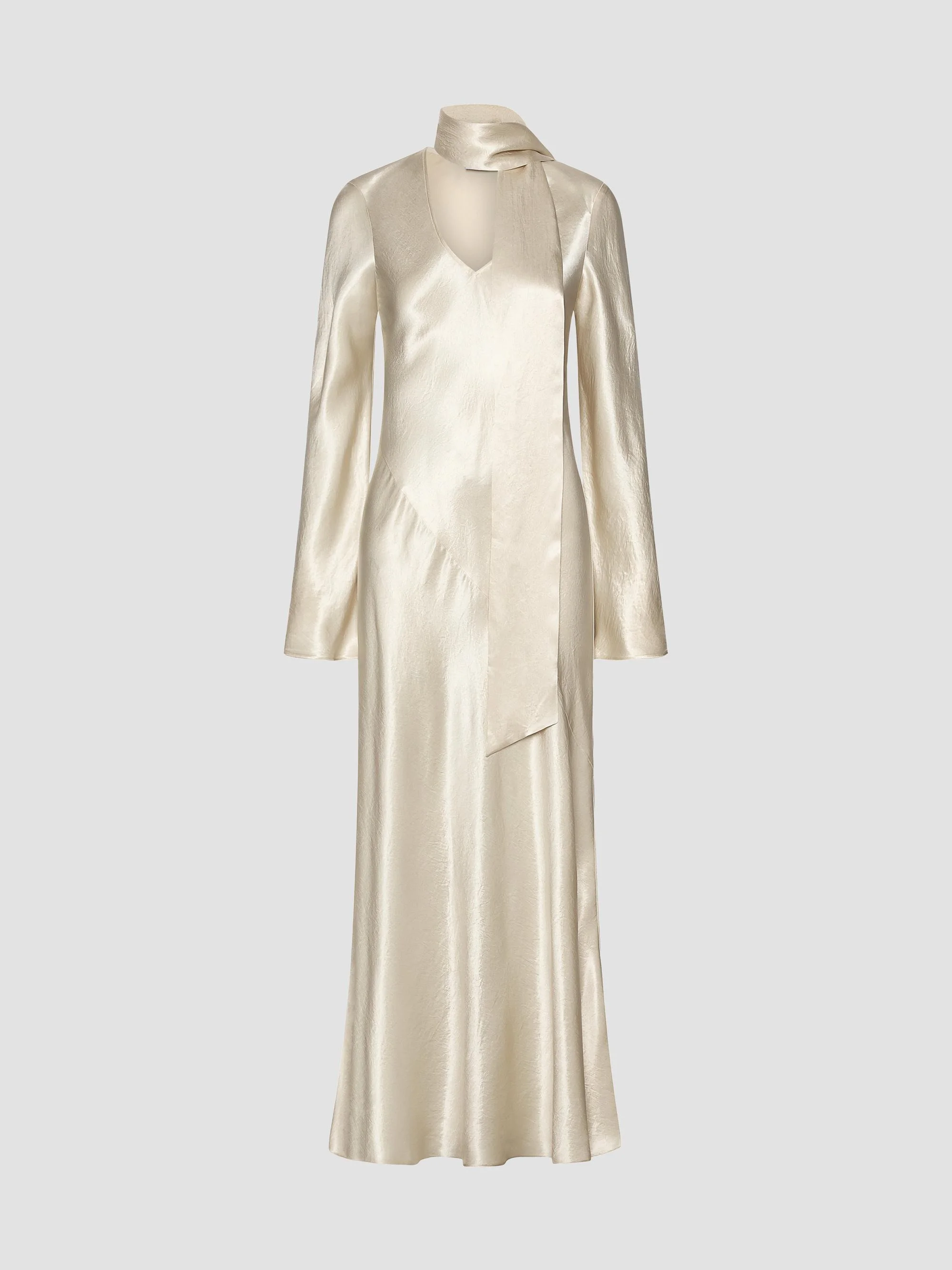 Women's Satin Dress - Wool White - 1