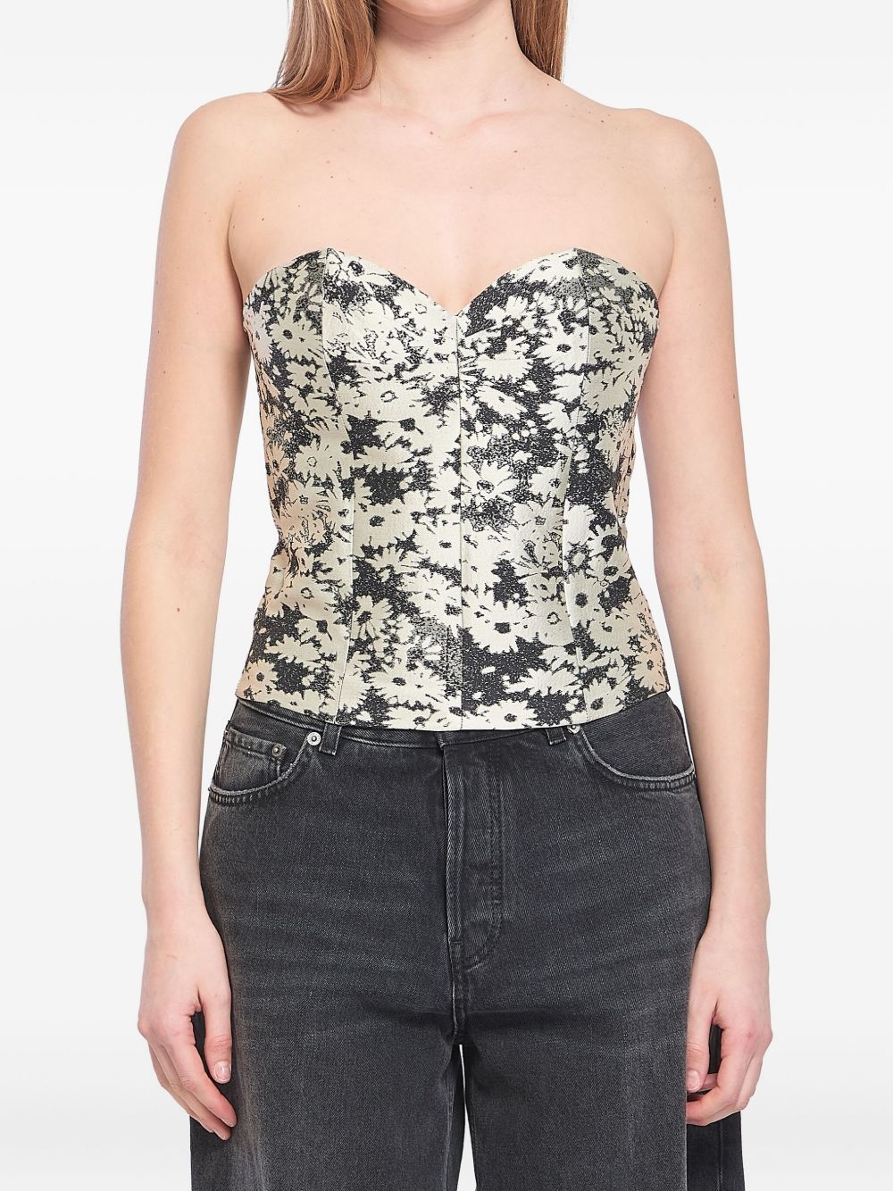floral-jacquard top - 1