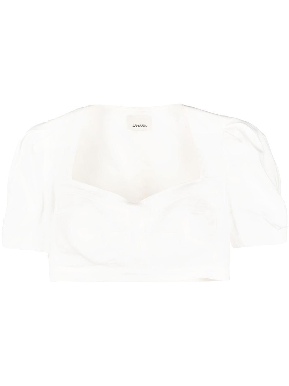 cropped puff-sleeve top - 1