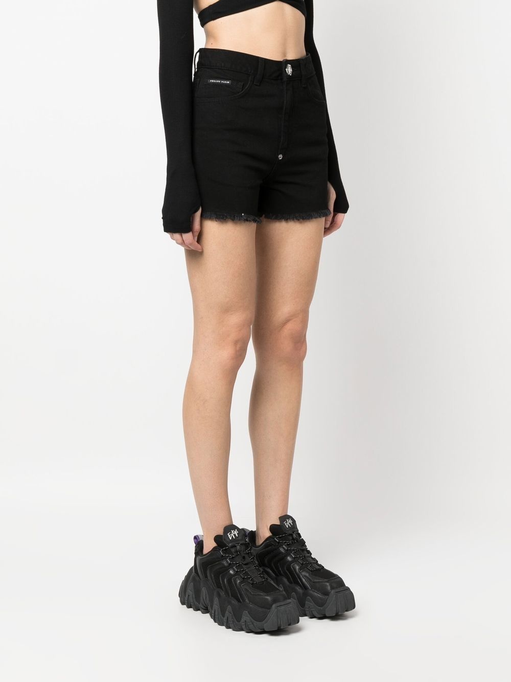 raw-edge denim shorts - 4