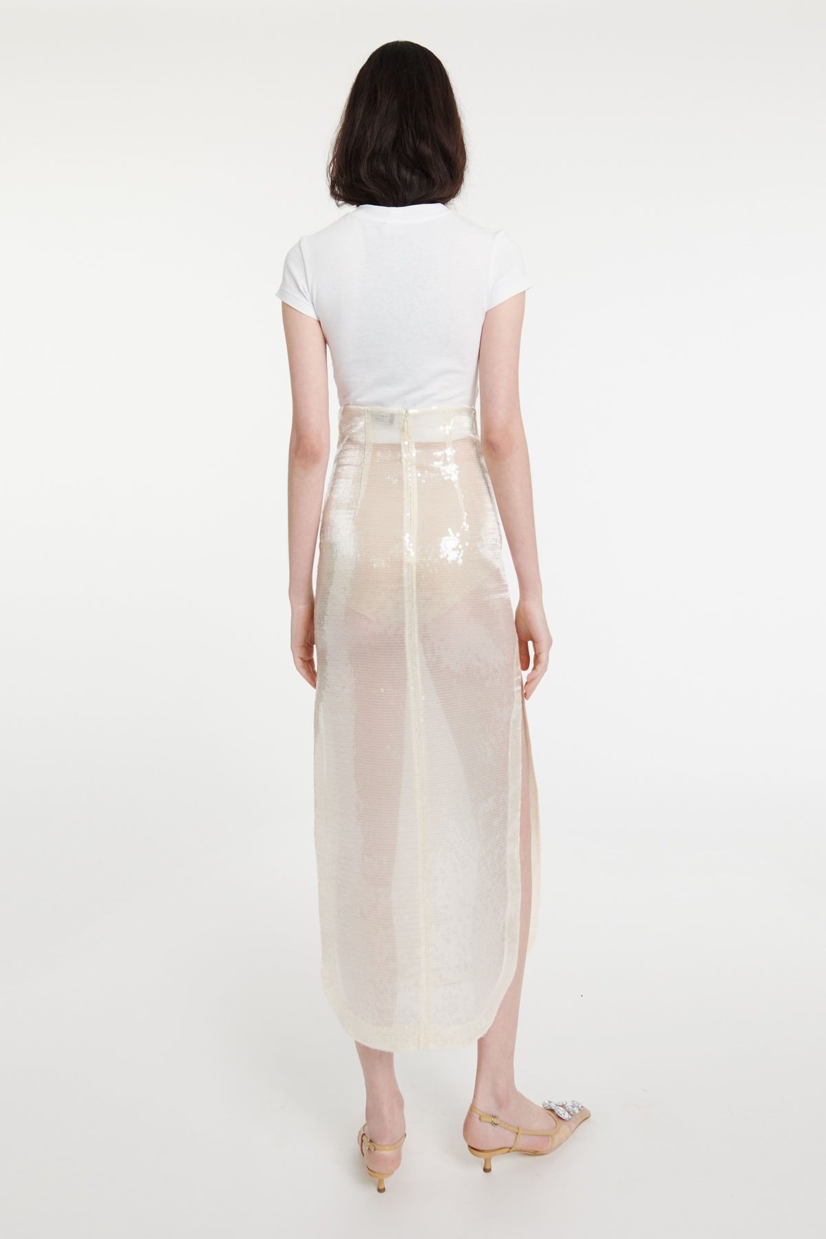 SEQUINED SKIRT IVORY - 2