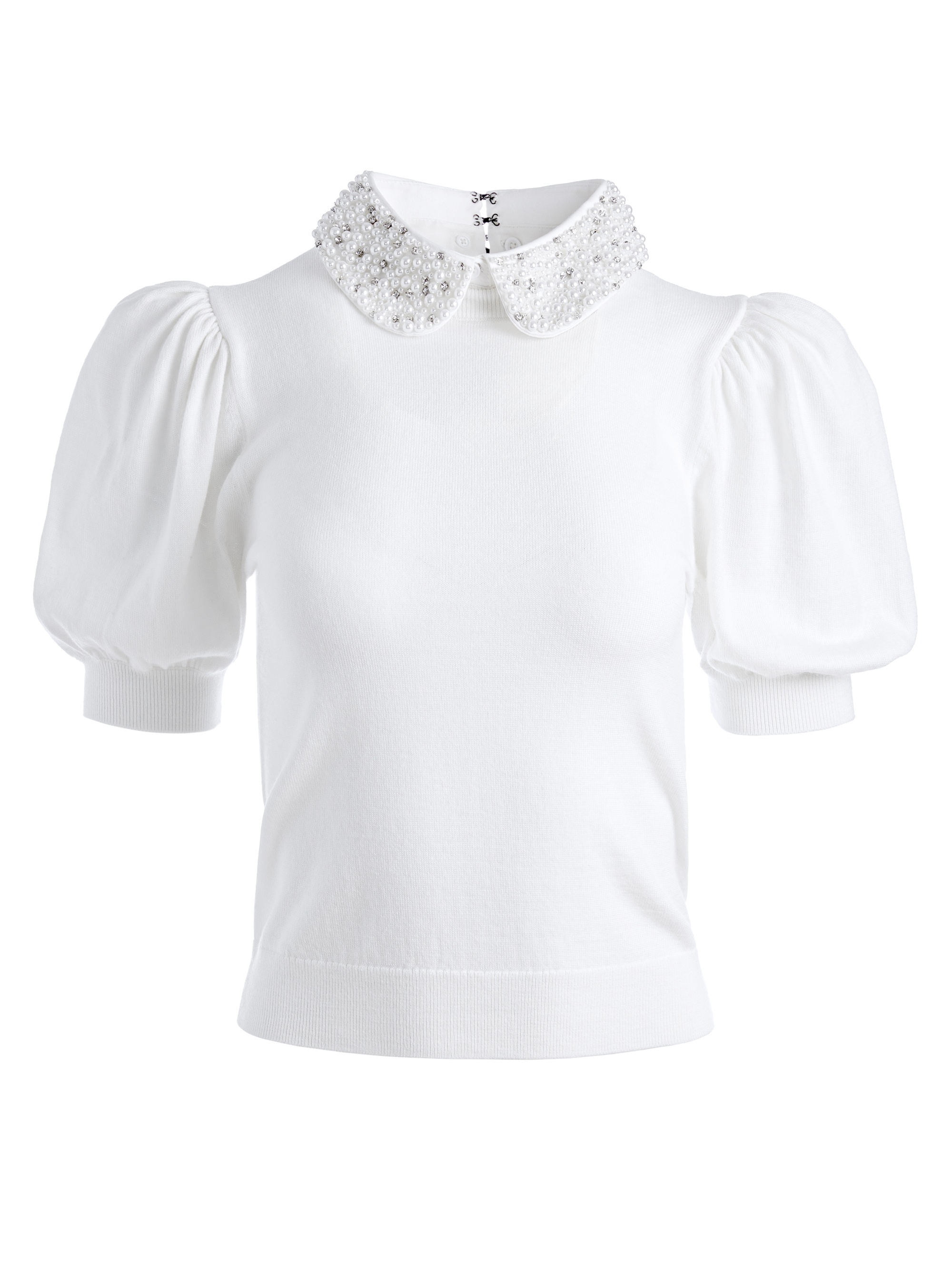 CIARA EMBELLISHED COLLAR PUFF SLEEVE SWEATER - 1