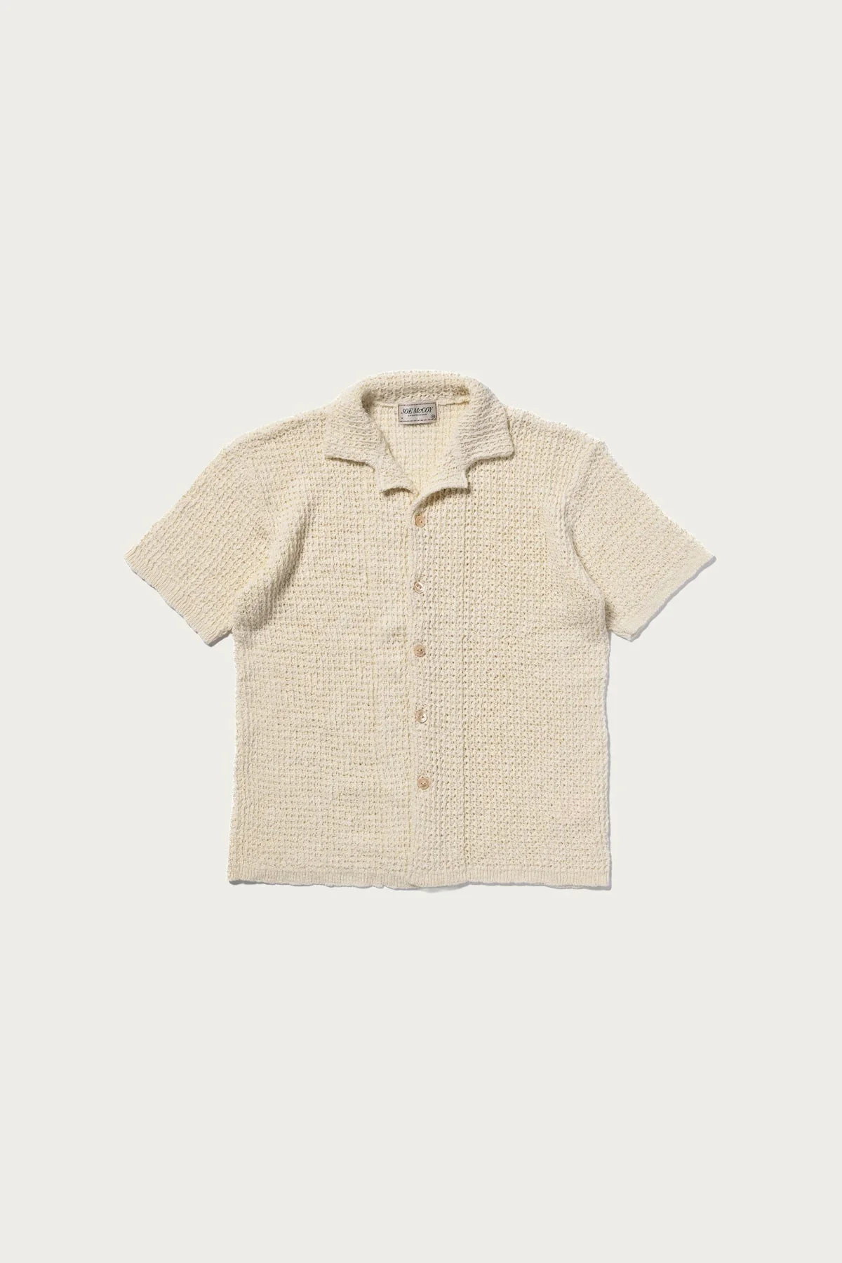 Cotton Knitted Button Up Shirt - White - 1