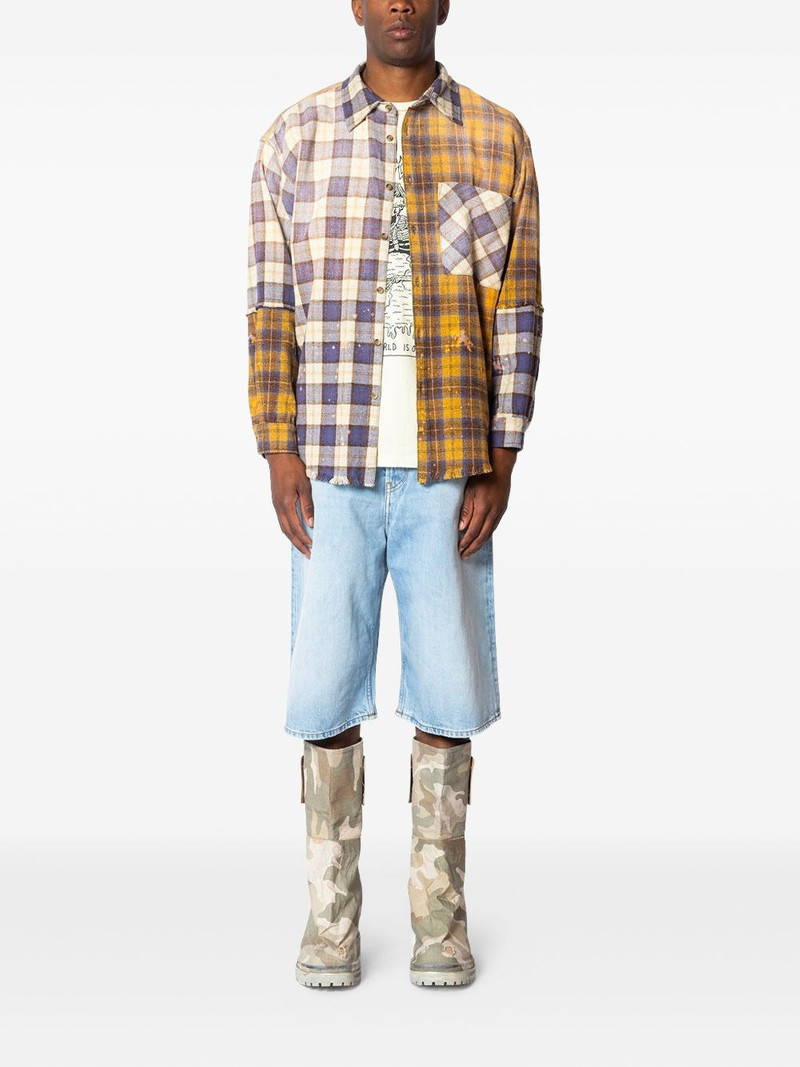 SATOSHI NAKAMOTO patchwork frayed check shirt outlook