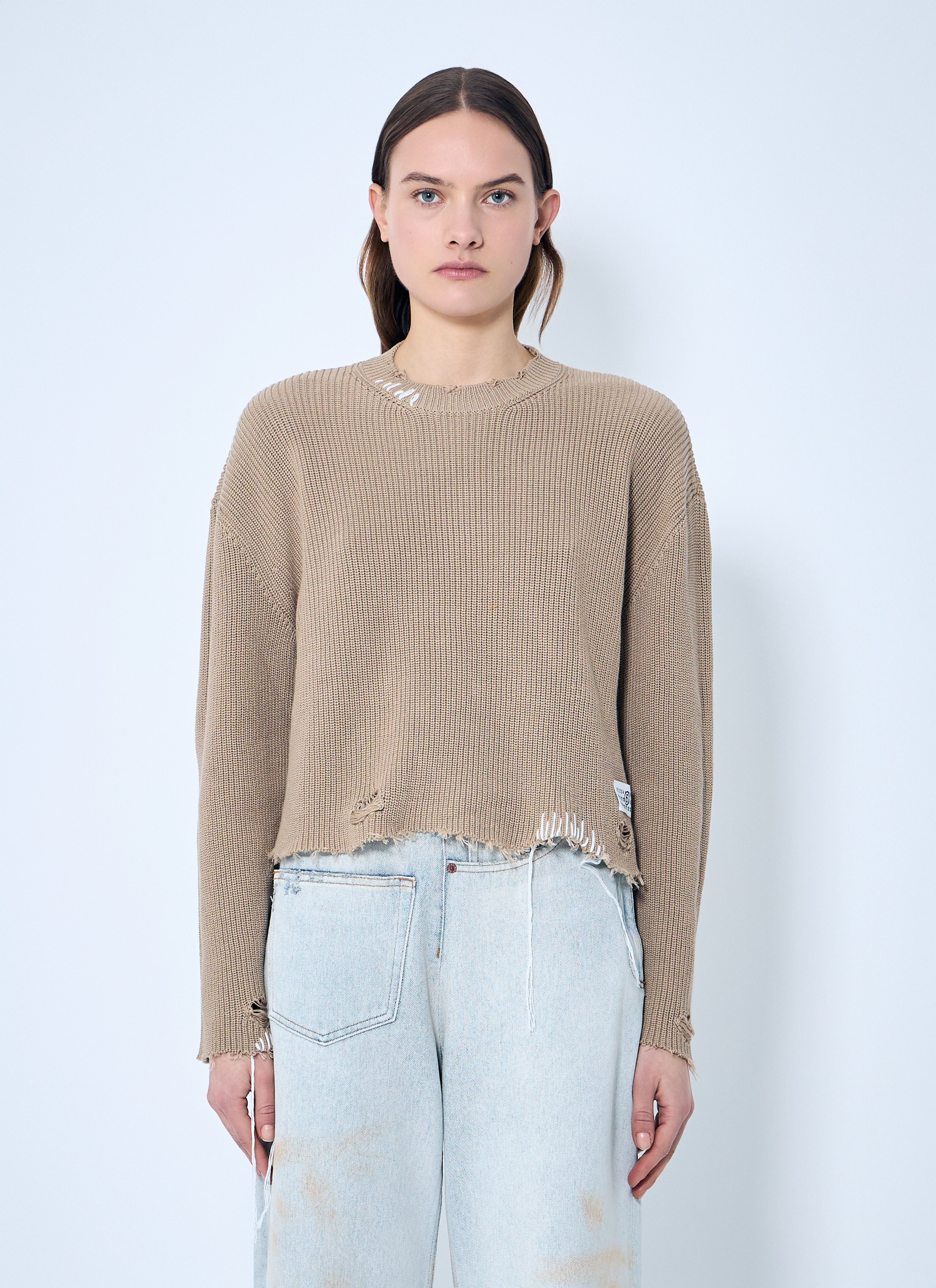 Distressed Knit Sweater - 1