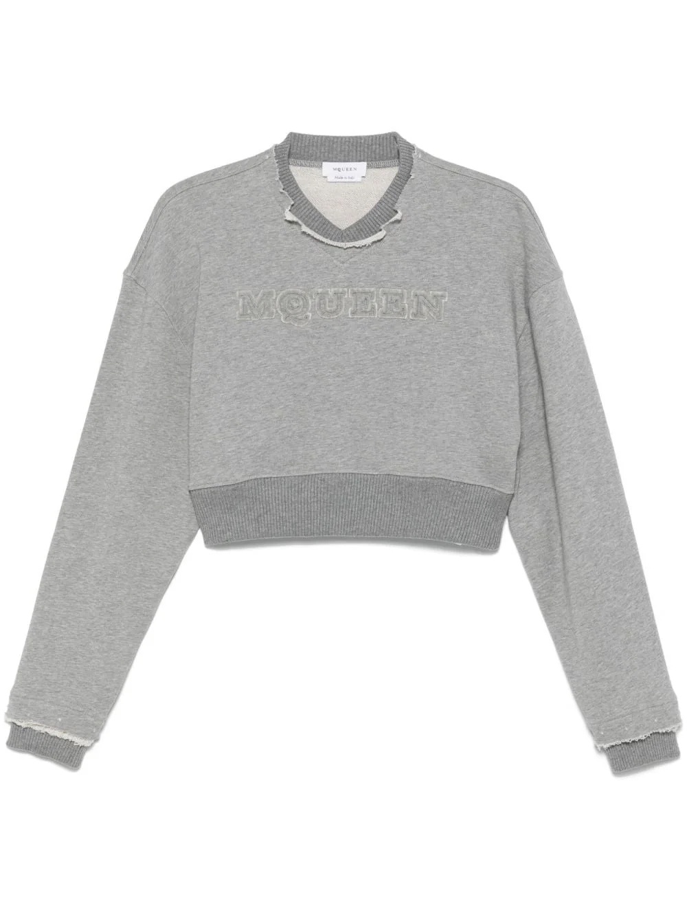 Alexander Mcqueen Women Logo Cotton Cropped Sweatshirt - 1